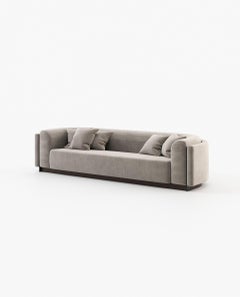 Custom Sofa with Wooden Base and Velvet Upholstery, Modern Design