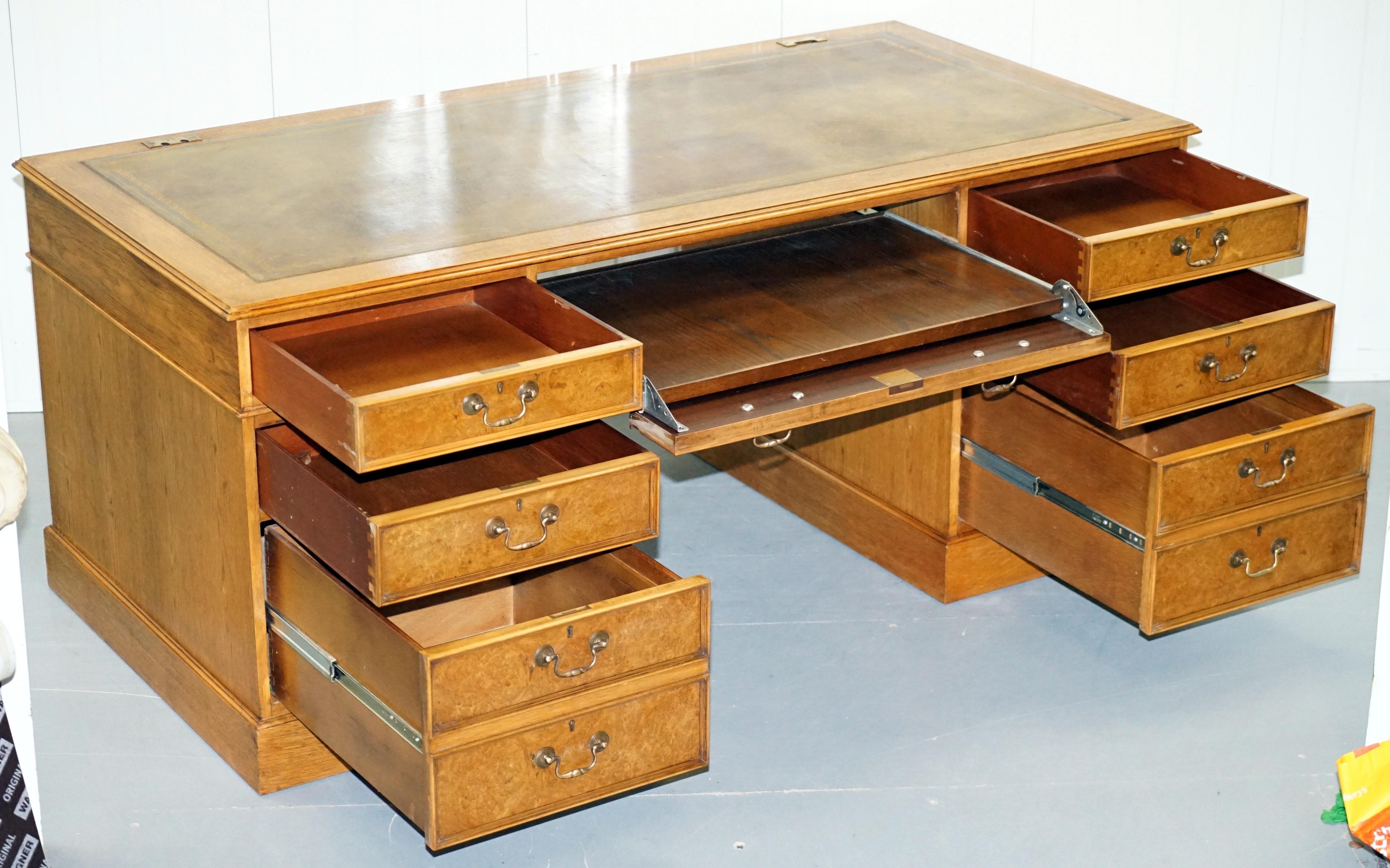 Custom Made Desk Marylebone London Sliding Top & Keyboard Shelf Burr Walnut 4