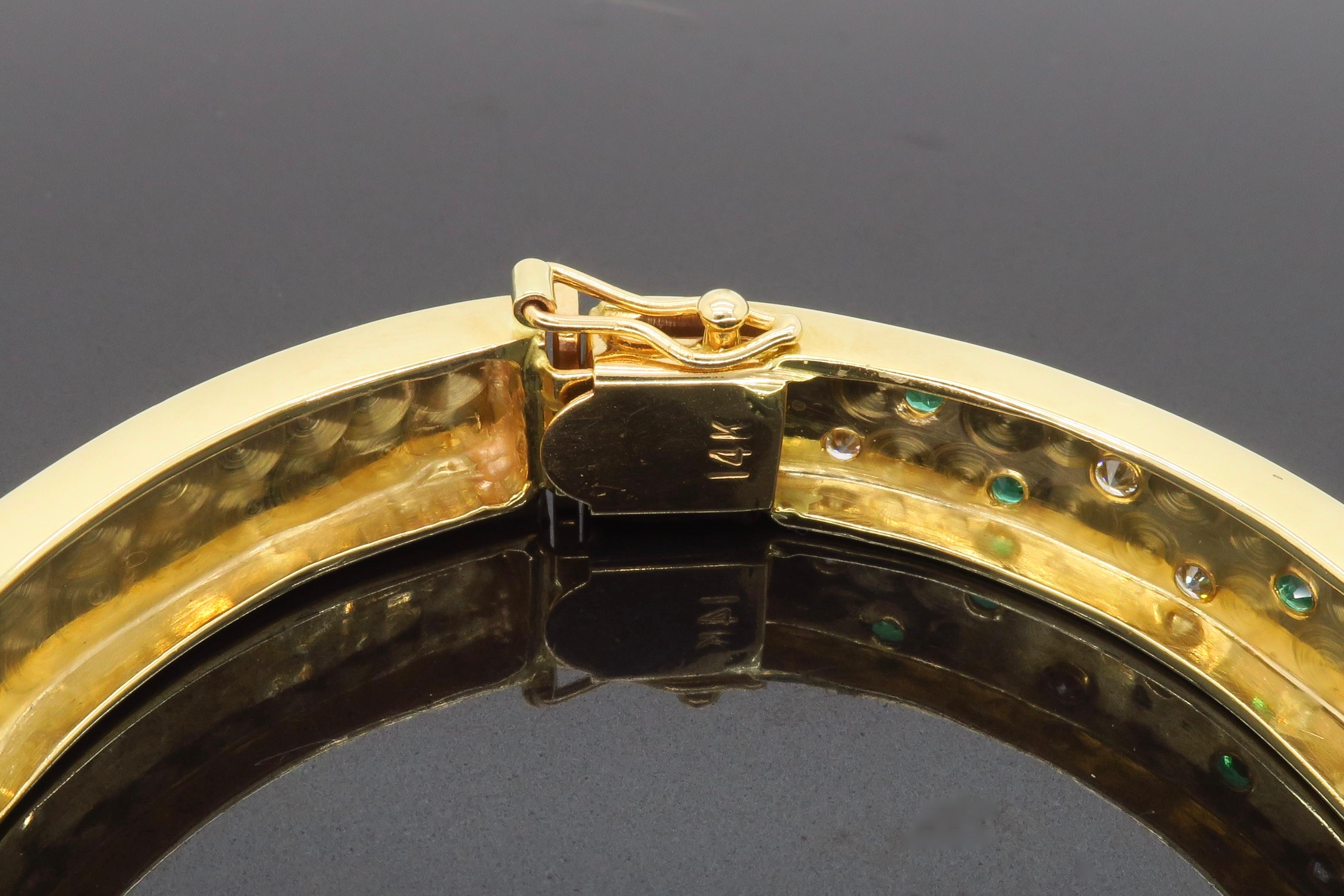 Custom Made Diamond and Emerald Bangle Bracelet 2