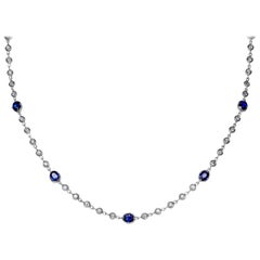 Custom Made Diamond and Sapphire by The Yard Necklace