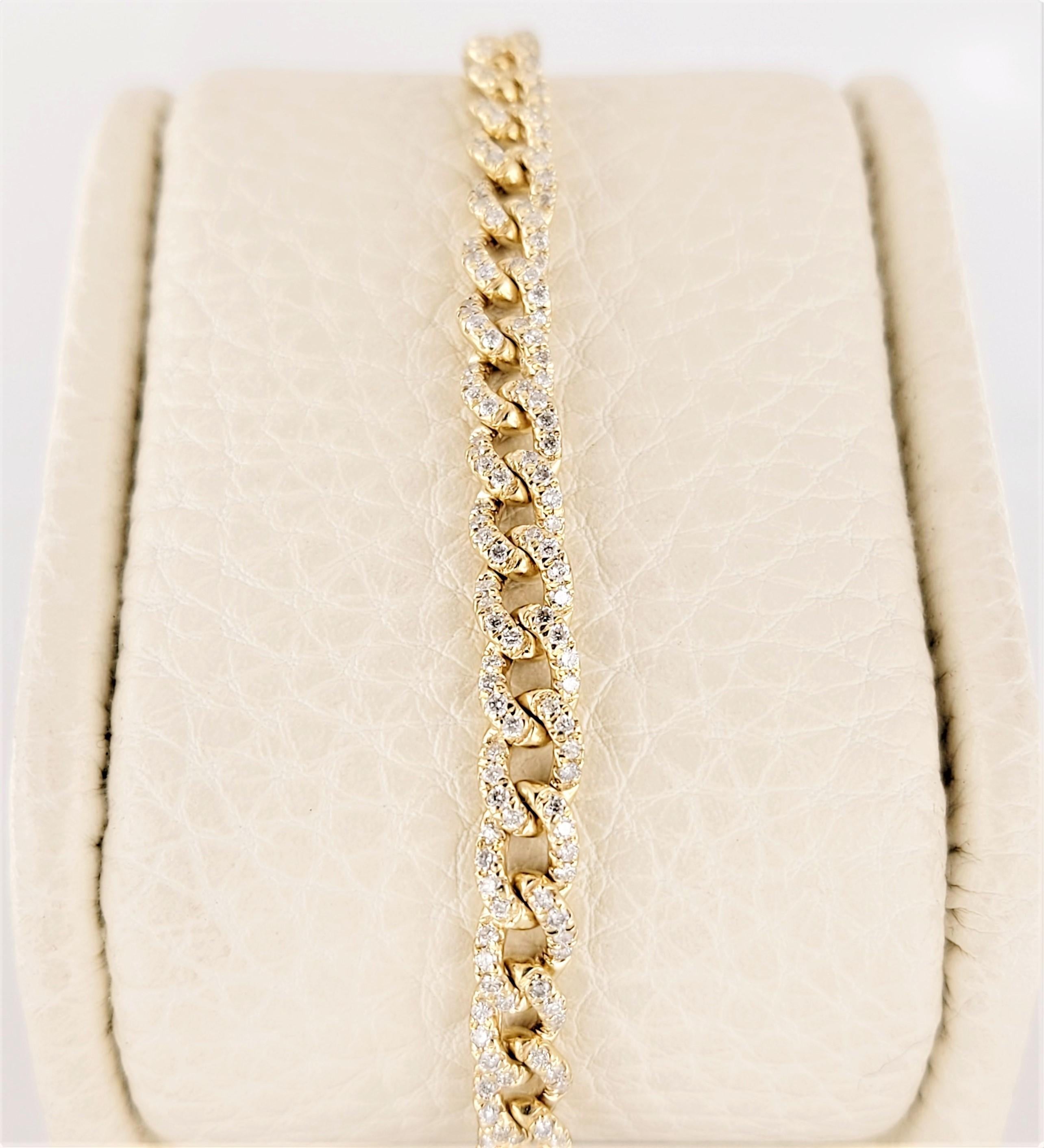 Women's or Men's Custom Made Diamond Bracelet in 18K Yellow Gold For Sale