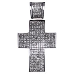 Colgante Cruz de Diamantes a Medida en Oro Blanco de 14k
