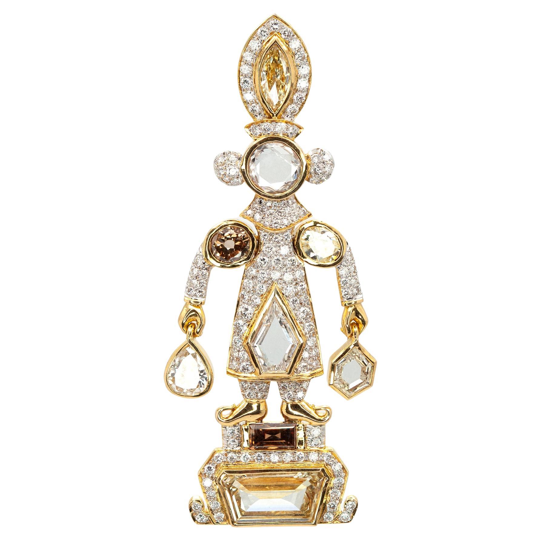 CUSTOM MADE Diamant-Figur-Anhänger aus 18K Gelbgold - 8,0 Karat im Angebot