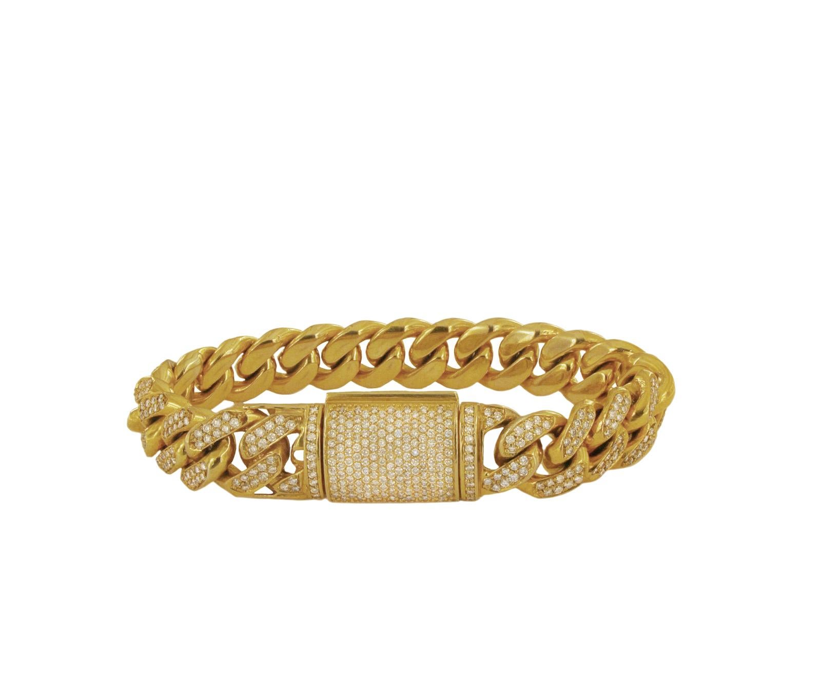 italian gold men's miami cuban link bracelet in 10k gold - yellow gold