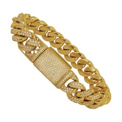 Custom Made Diamond Miami Cuban Link Solid Bracelet in 10k Gold