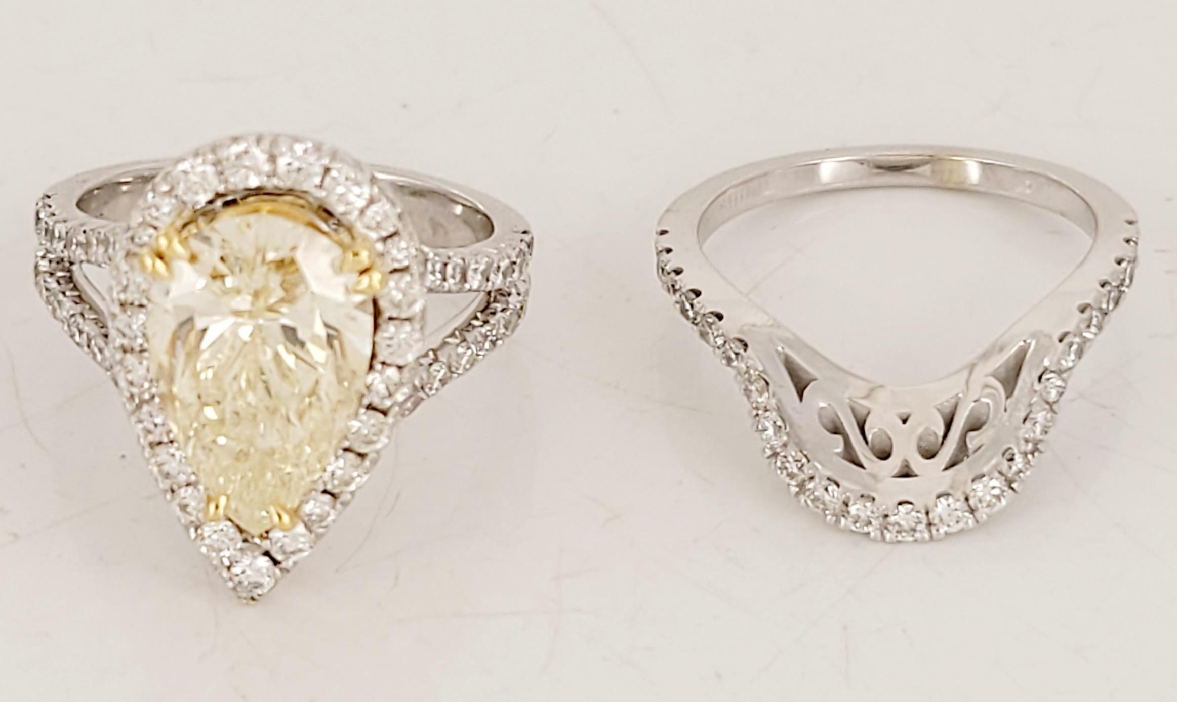 Custom Made Diamond Ring in 14K White Gold For Sale 2