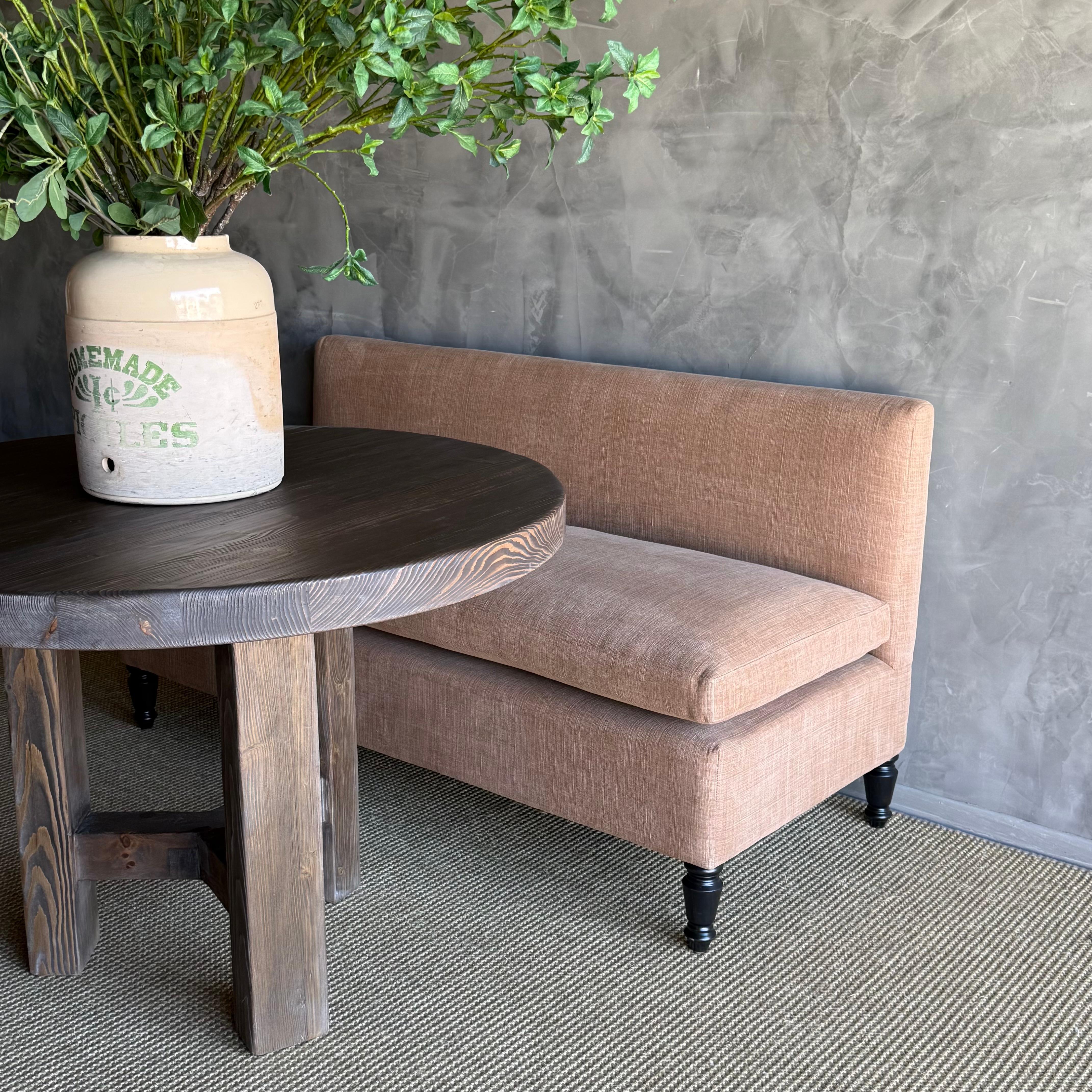 Linen Custom Made Dining Banquette Bench Upholstered or Slip Covered COM For Sale