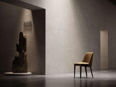 Custom Made Dining Chair With Curved Ergonomic Back In High Performance Suede