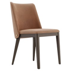 Custom Made Dining Chair With Curved Ergonomic Back In High Performance Suede