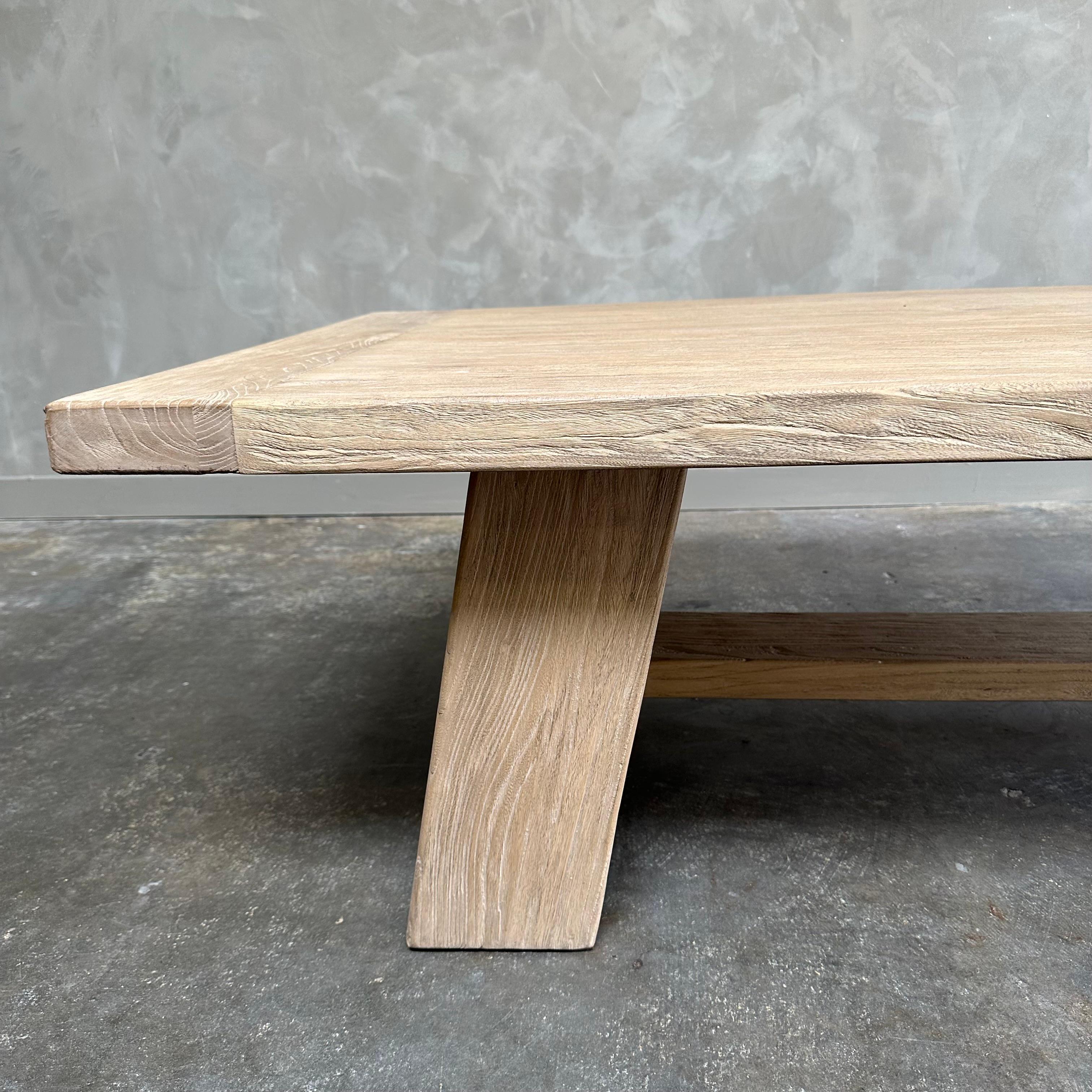 Contemporary Custom Made Dorado Reclaimed Elm Wood Coffee Table For Sale