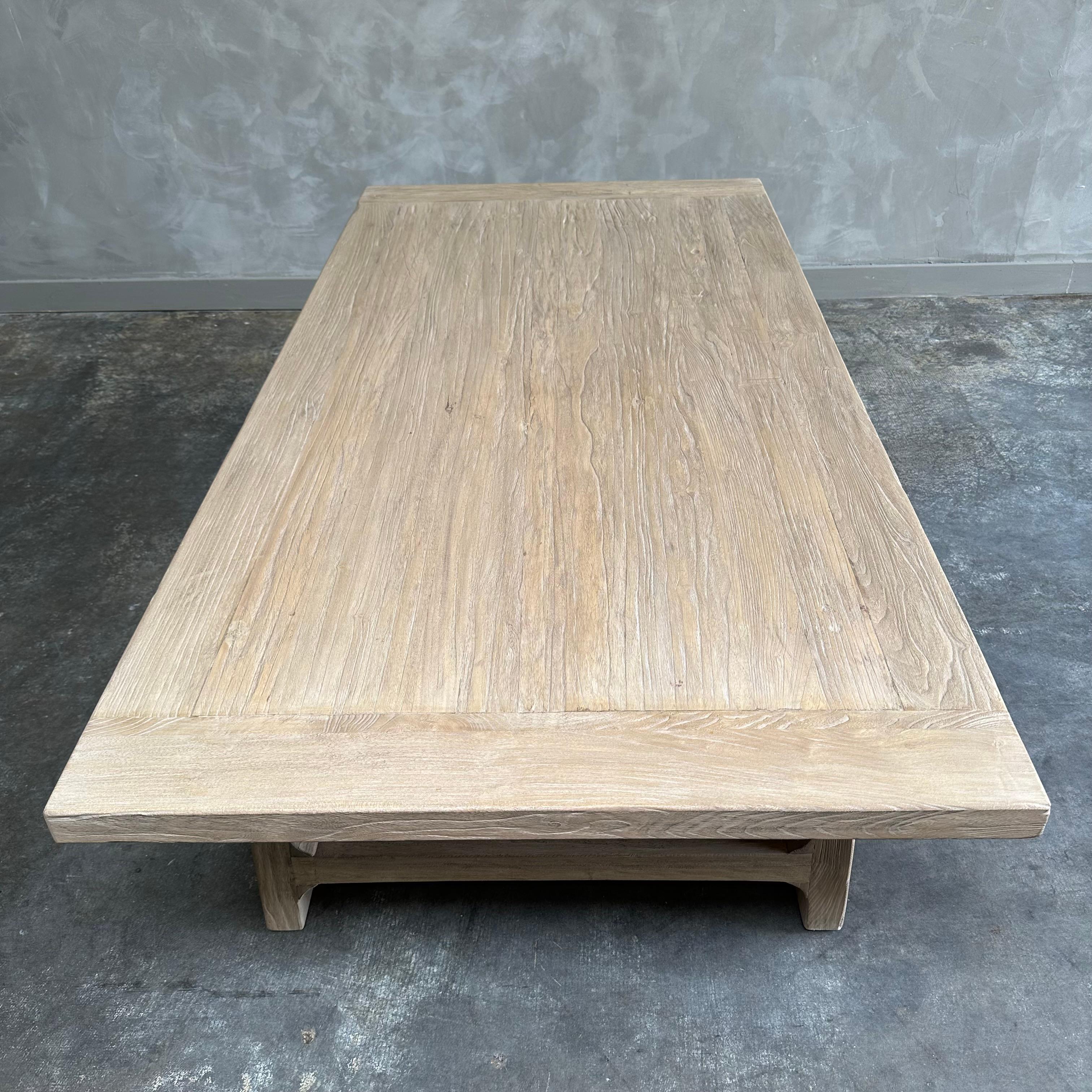Custom Made Dorado Reclaimed Elm Wood Coffee Table For Sale 2