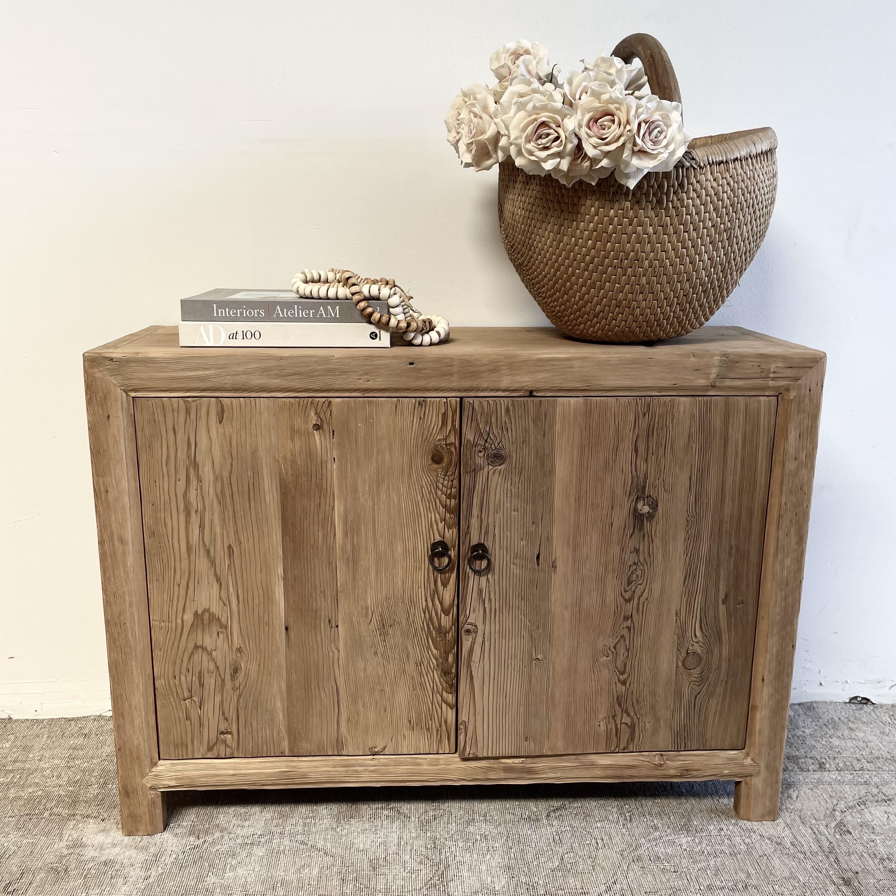 Custom made elm wood 2 door cabinet. 
Size: 46