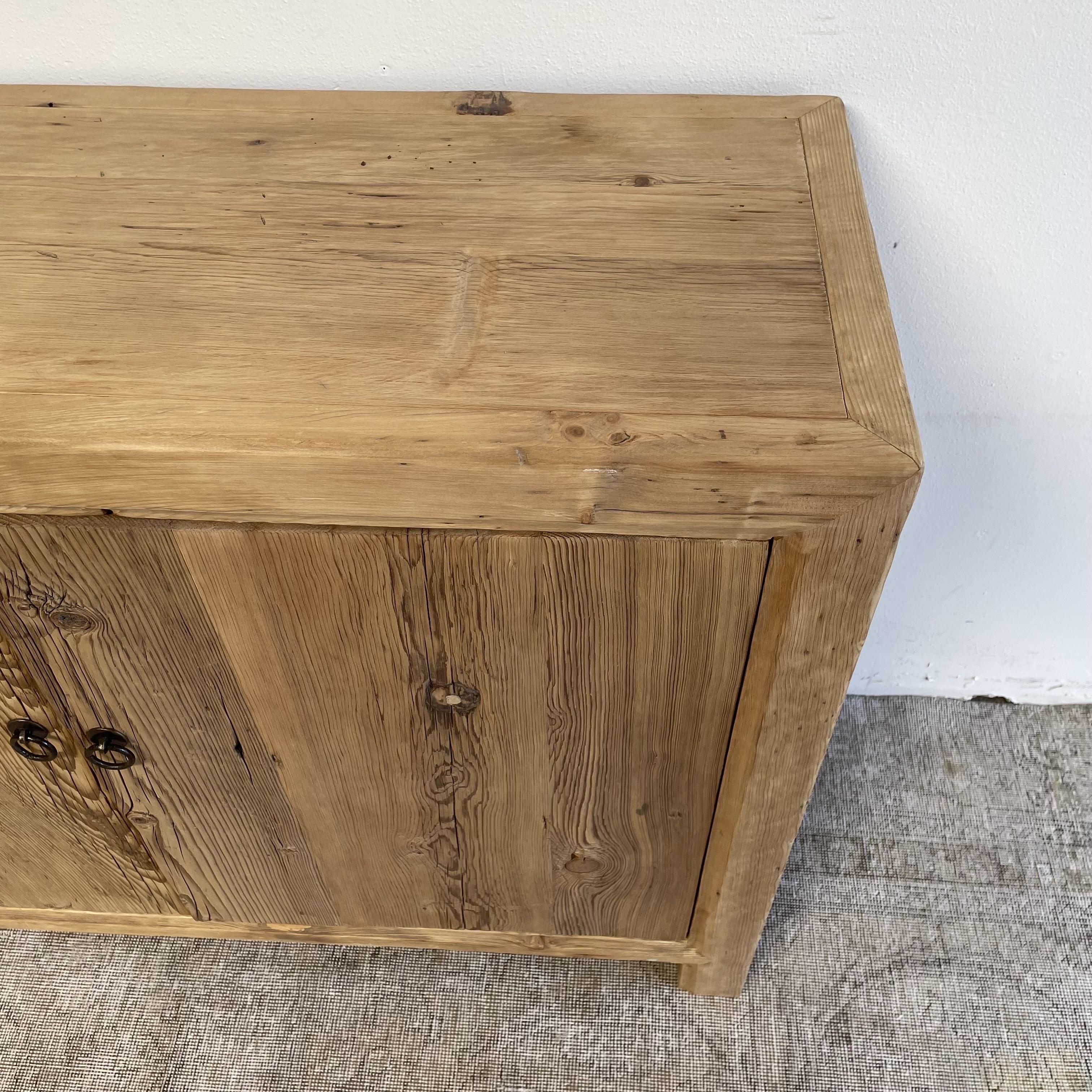 Custom Made Elm Wood 2 Door Cabinet Console For Sale 2