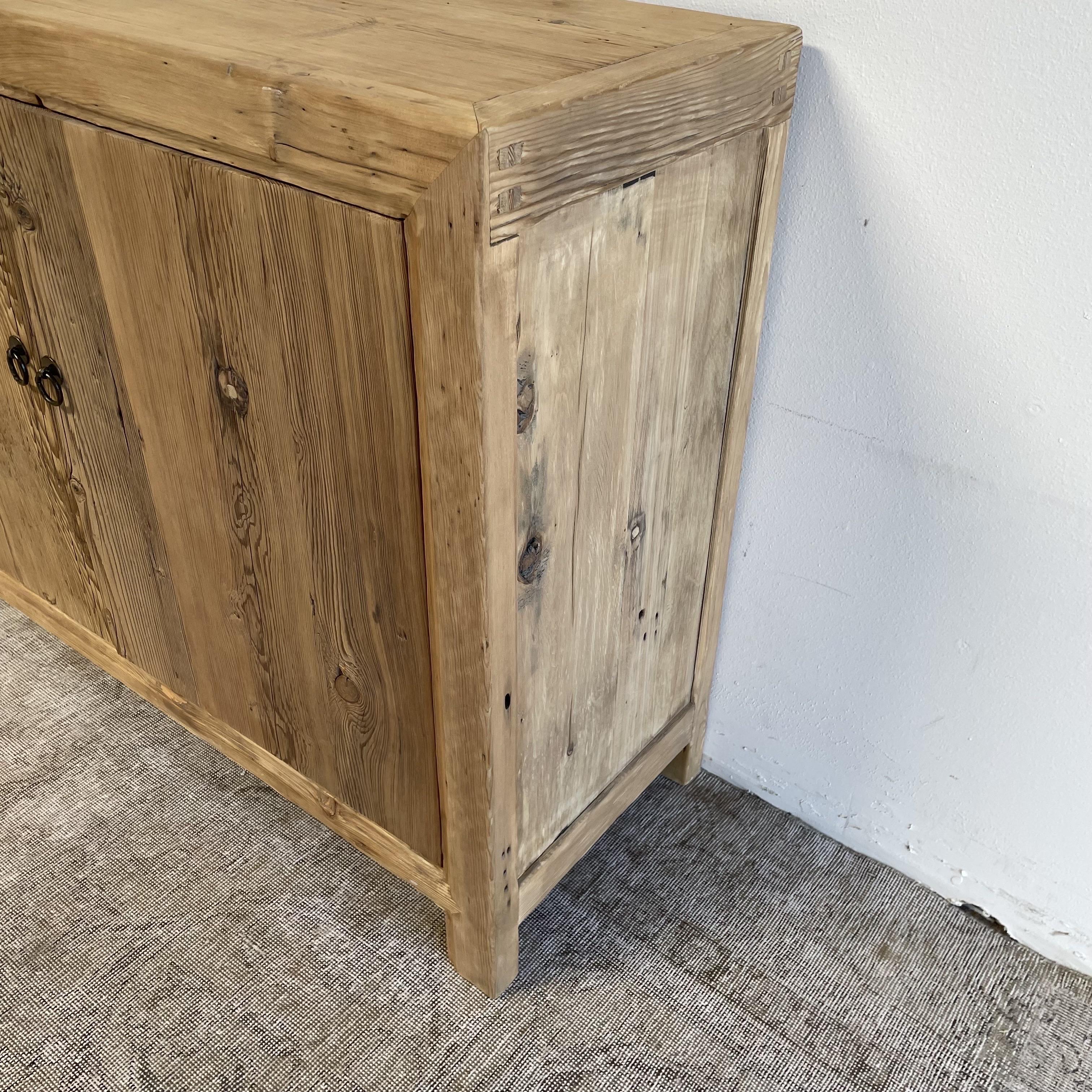 Custom Made Elm Wood 2 Door Cabinet Console For Sale 3