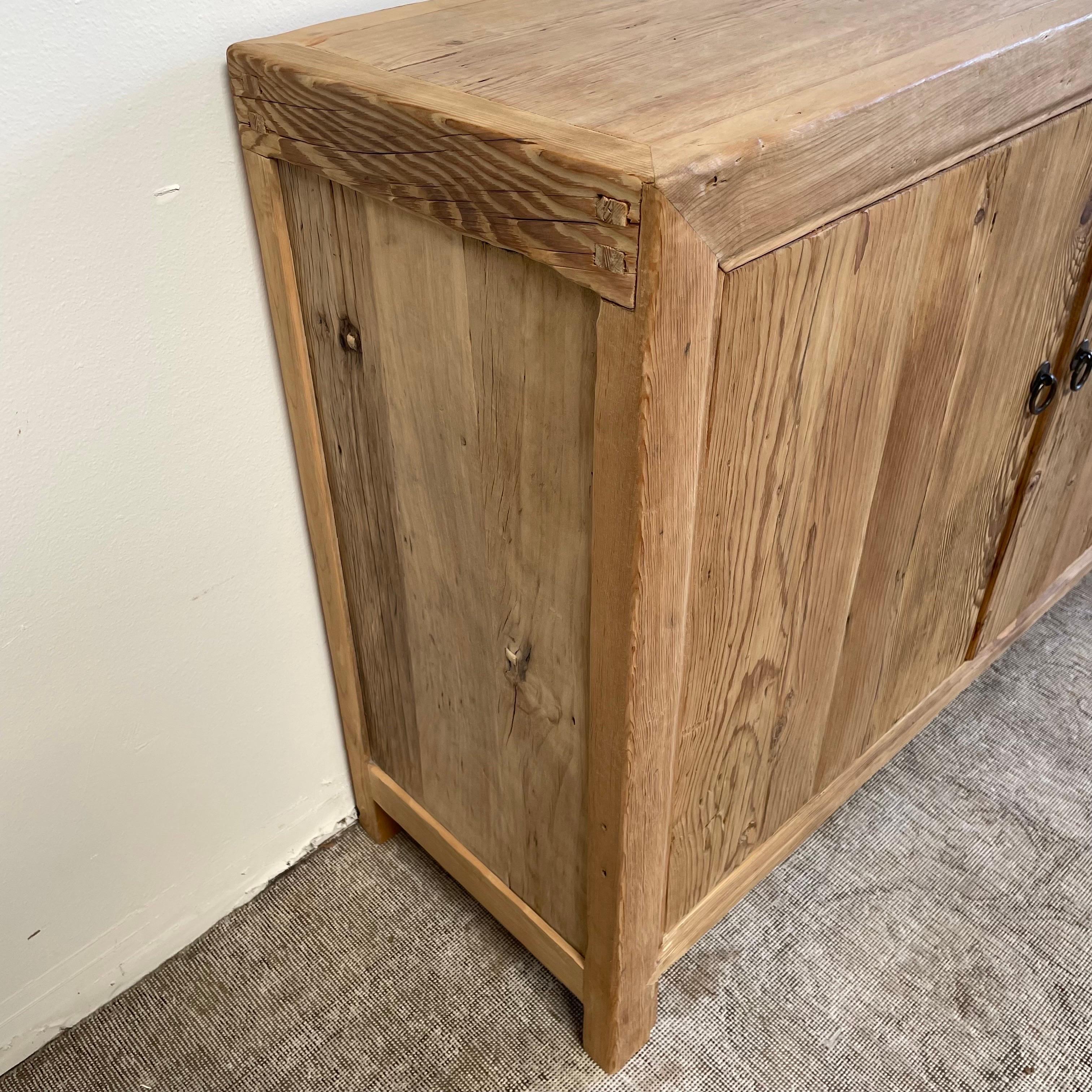 Custom Made Elm Wood 2 Door Cabinet Console For Sale 4