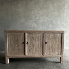 Custom Made Elm Wood 3 Door Buffet Cabinet