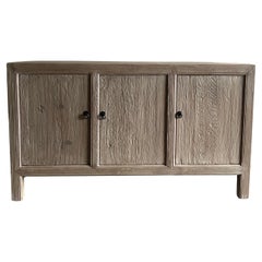 Custom Made Elm Wood 3 Door Buffet Cabinet