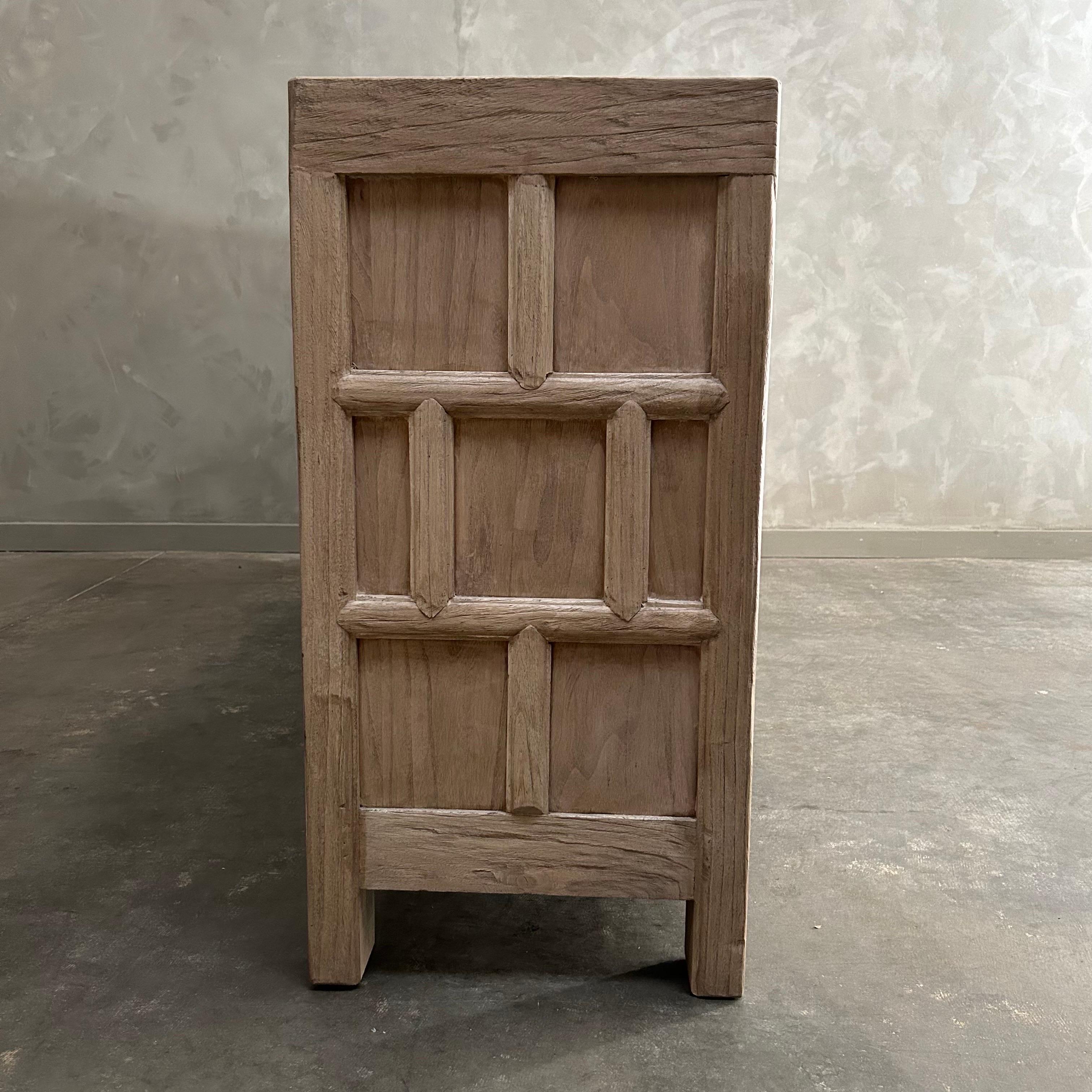Custom Made Elm Wood Apothecary Style Cabinet in Natural Finish For Sale 1
