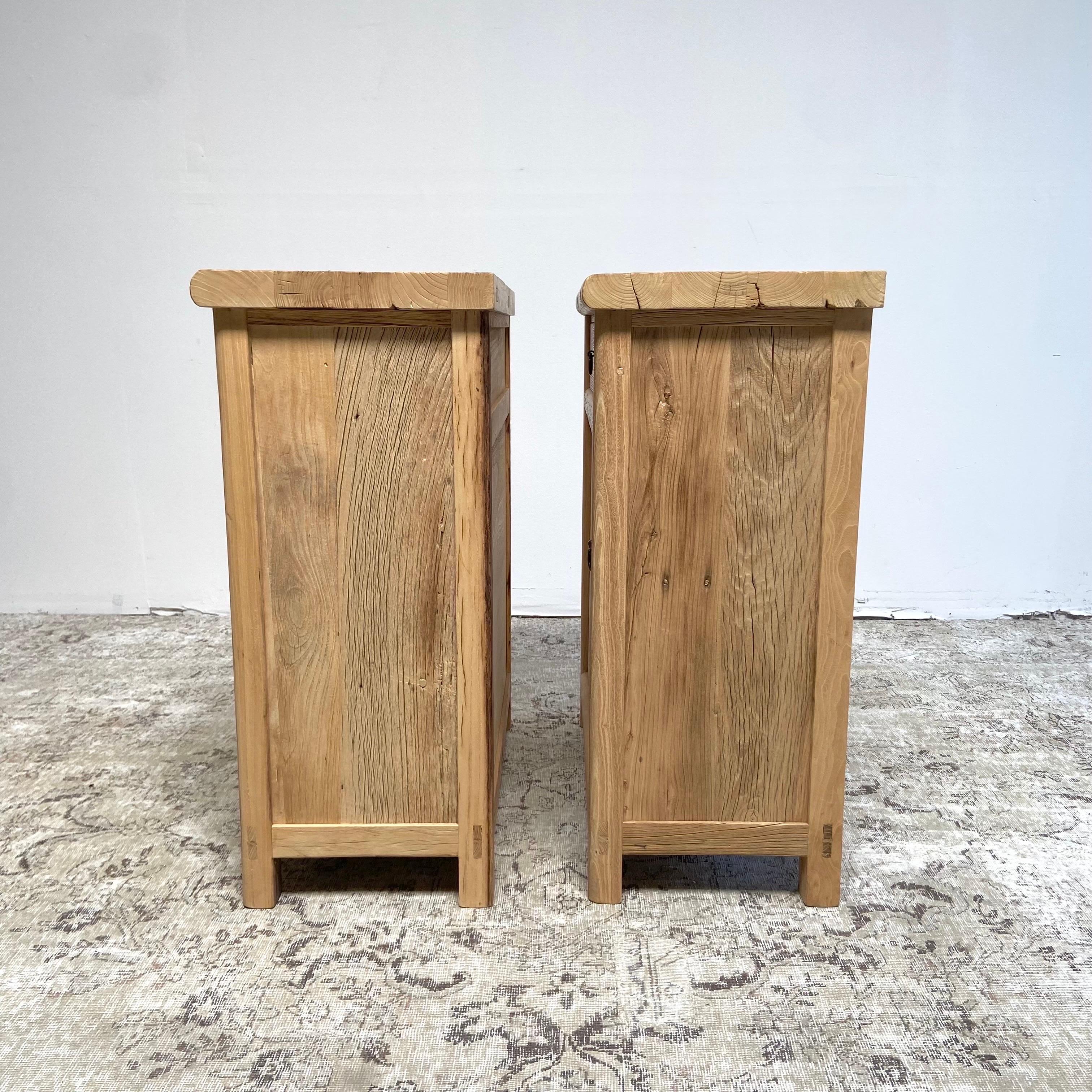 Custom Made Elm Wood Cabinet Consoles with Doors and Drawer 1