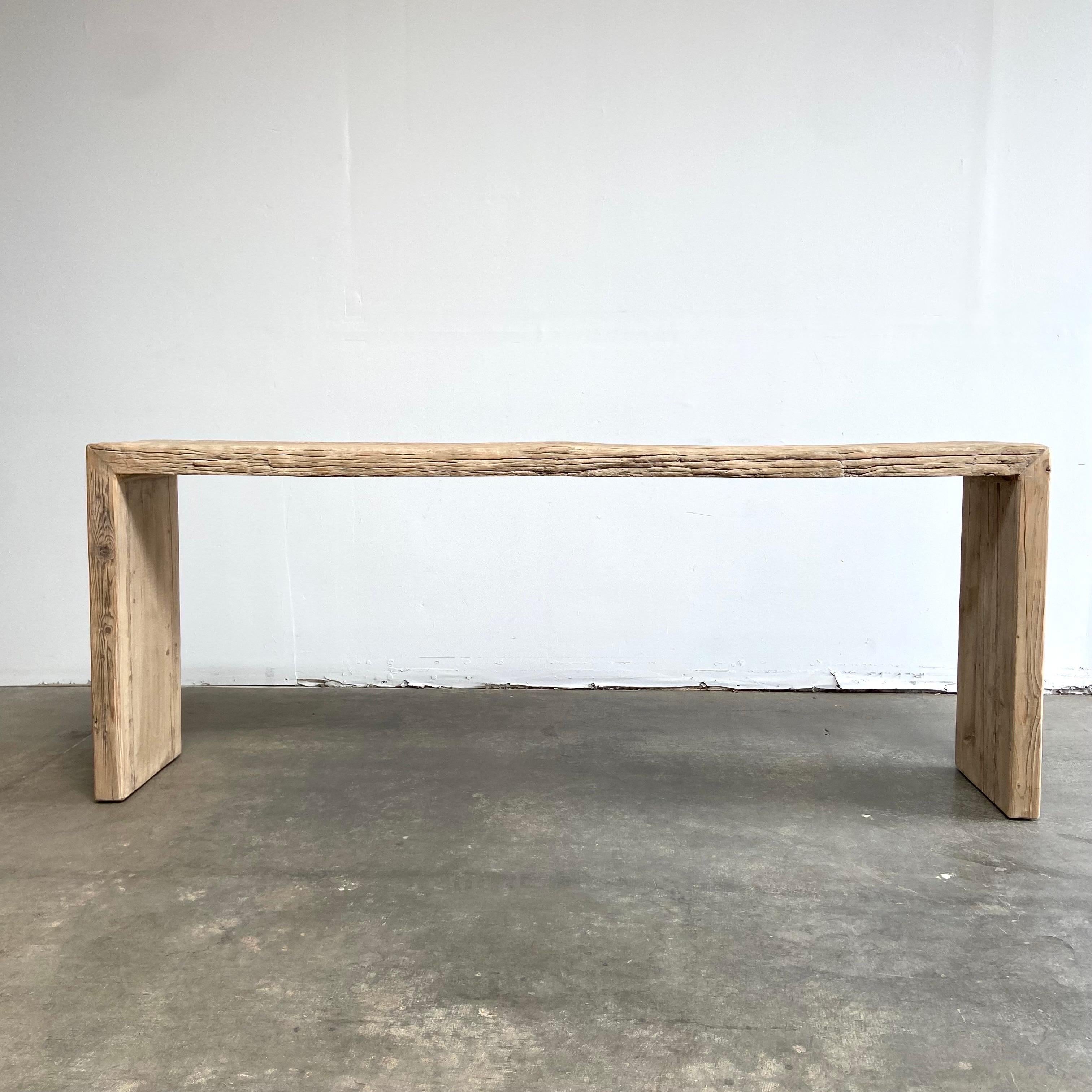 Custom Made Elm Wood Reclaimed Waterfall Style Console Table 9