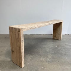 Custom Made Elm Wood Reclaimed Waterfall Style Console Table