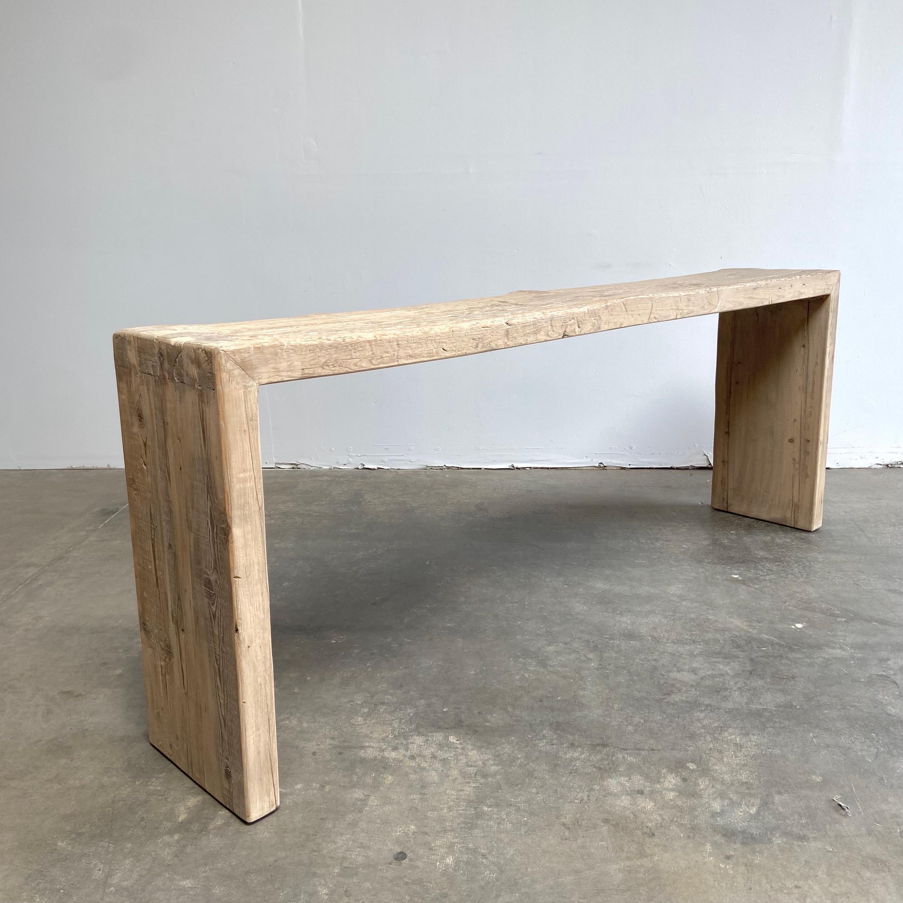 Custom Made Elm Wood Reclaimed Waterfall Style Console Table 1