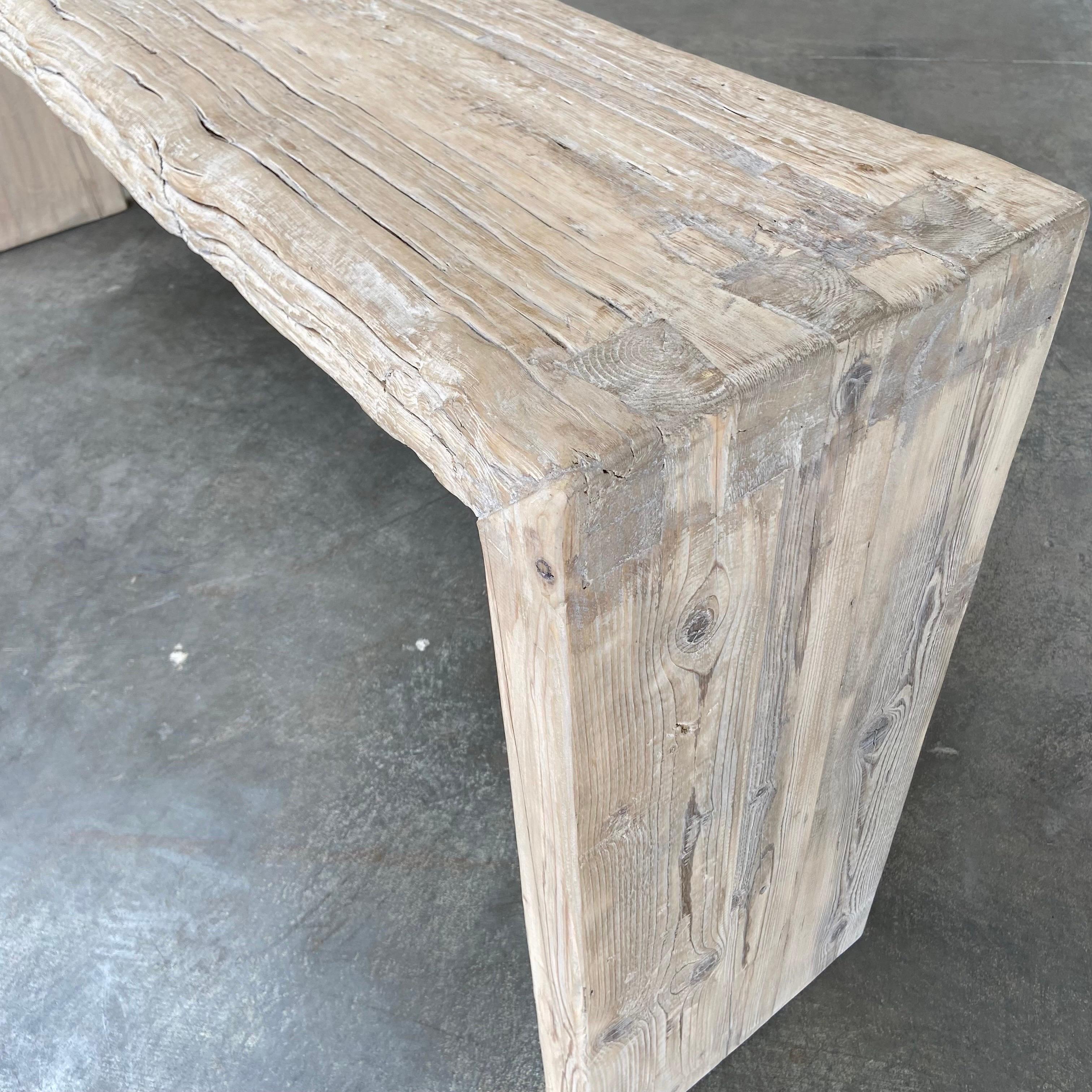 Custom Made Elm Wood Reclaimed Waterfall Style Console Table 5