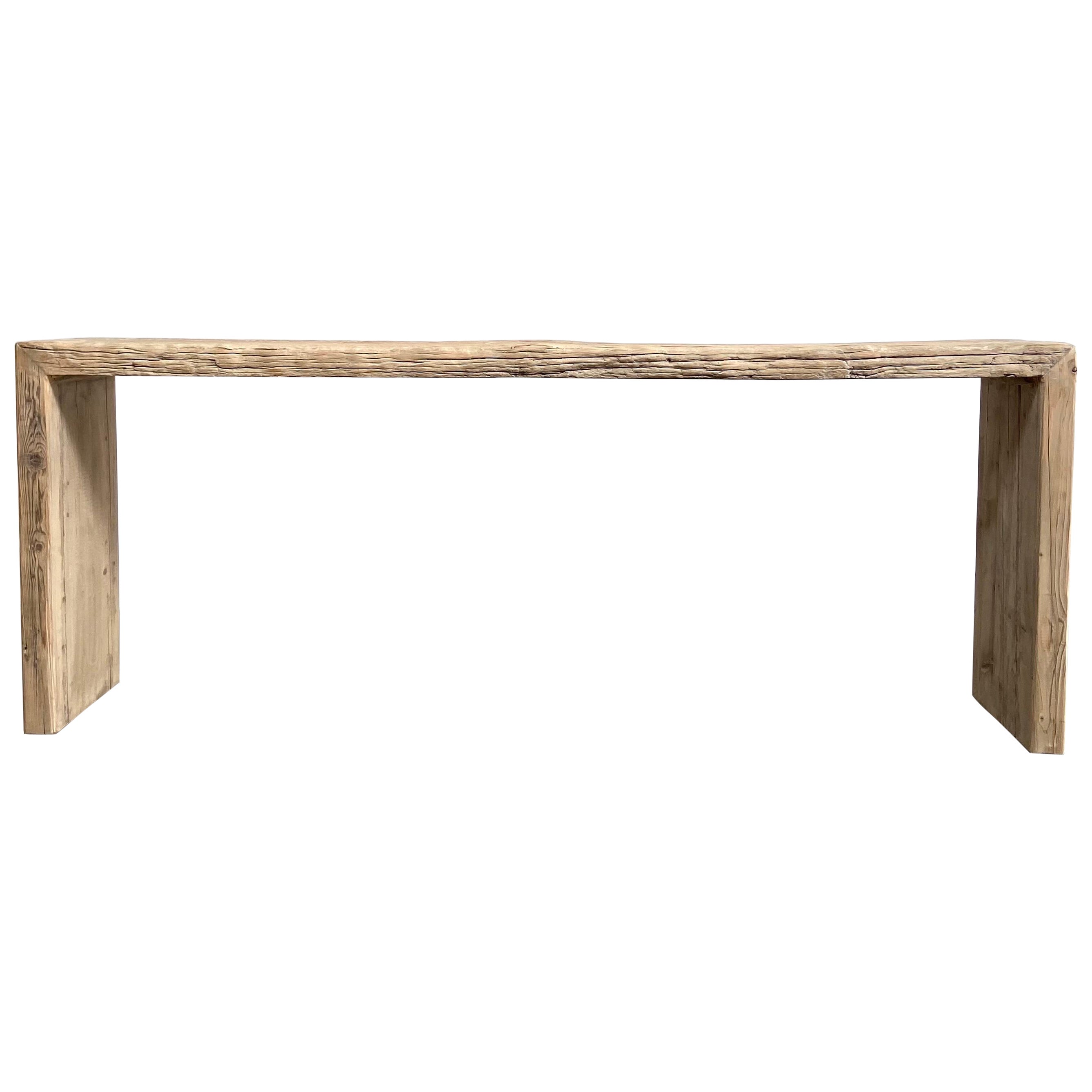 Custom Made Elm Wood Reclaimed Waterfall Style Console Table