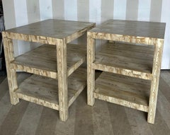 Custom made Emily side table in hand painted bronze faux bois finish