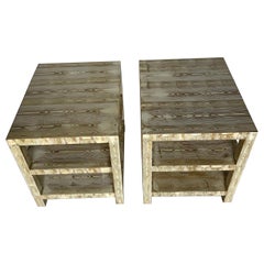 Custom made Emily side table in hand painted bronze faux bois finish