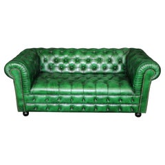 Custom Made English Emerald Green Tufted Chesterfield Sofa