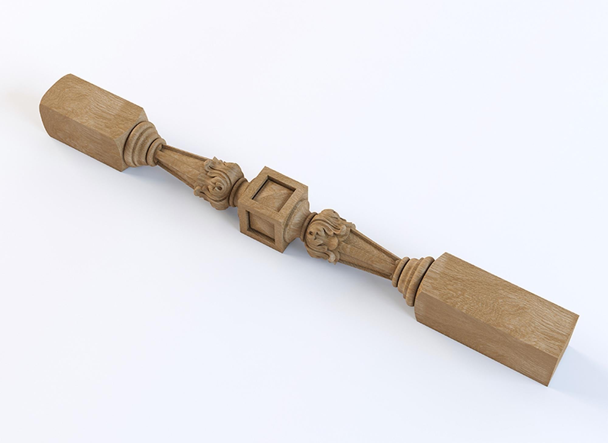 Unfinished high quality carved newel post from oak or beech of your choice.

>> SKU: L-072

>> Dimensions (A x B):

- 46.06