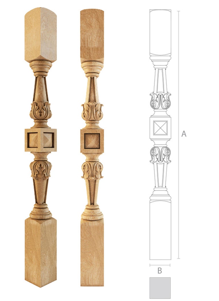 Custom Made Exterior Wood Newel Post in classic style. Wooden Stair Parts For Sale at 1stDibs