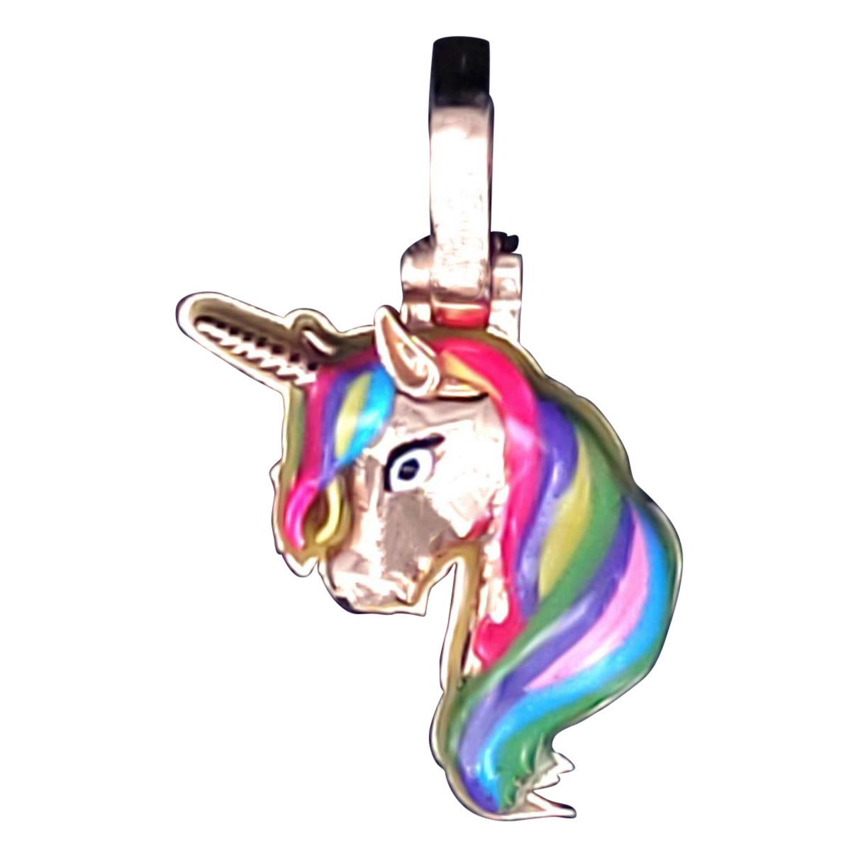 Pre-owned Hand Made Custom Made Fantasy Rainbow Unicorn Pendant In 14k Yellow Gold