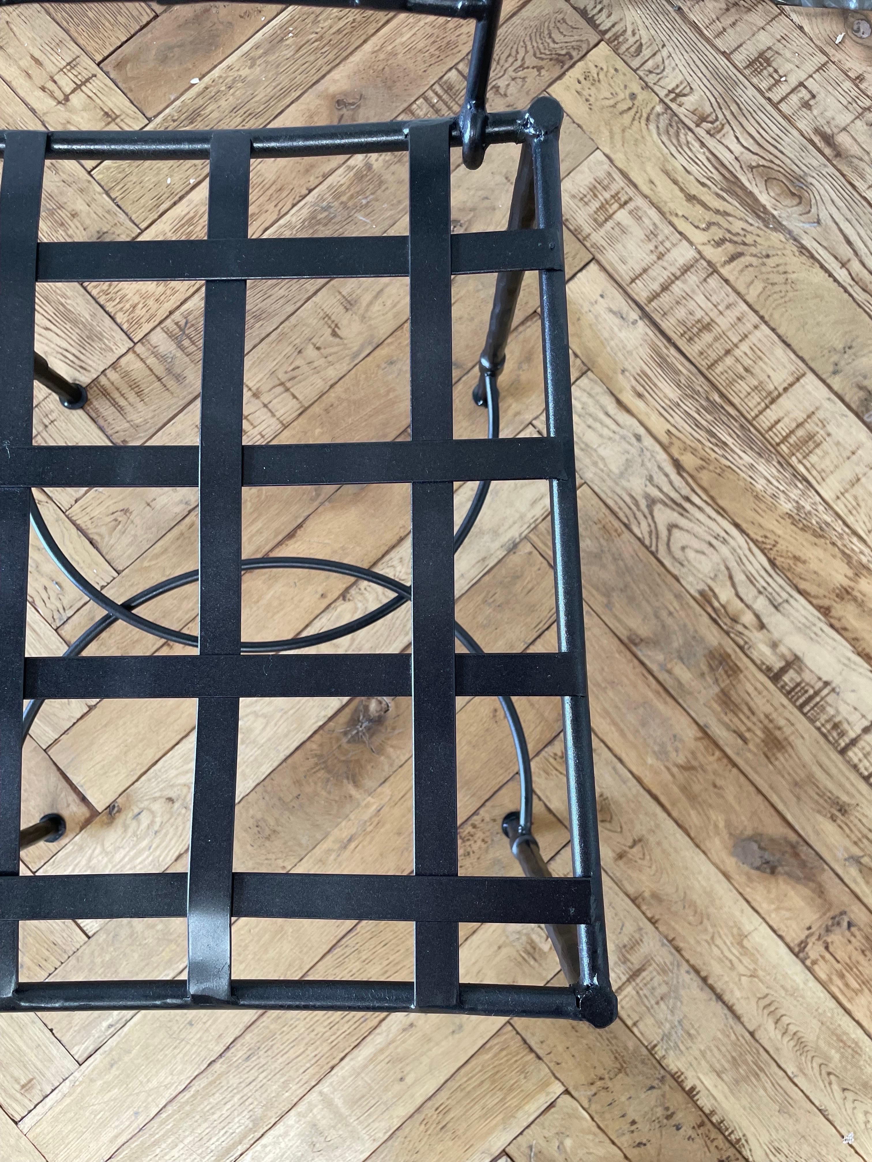 Contemporary Custom Made Forged Iron European Style Dining Chair For Sale