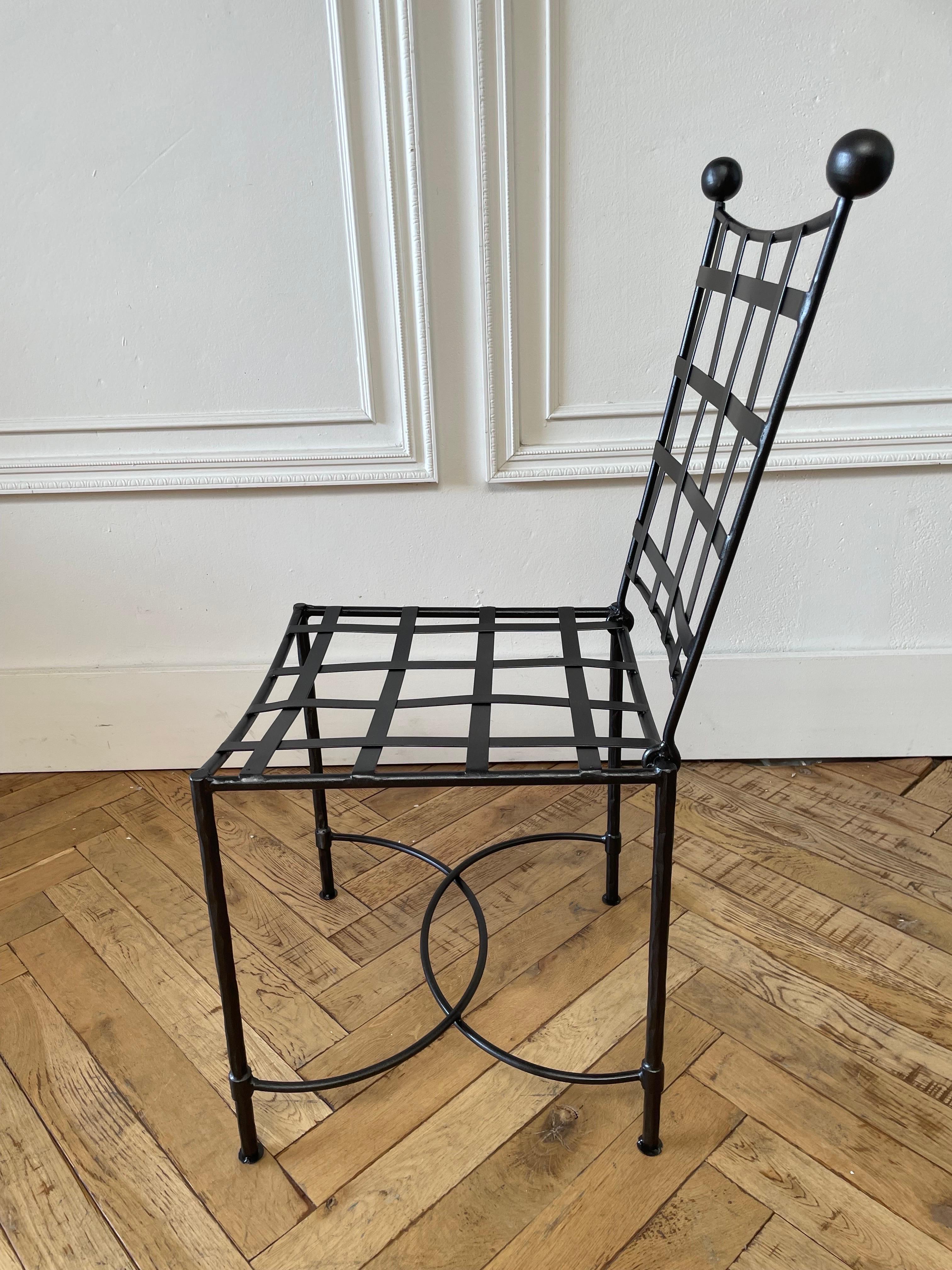 Custom Made Forged Iron European Style Dining Chair For Sale 3