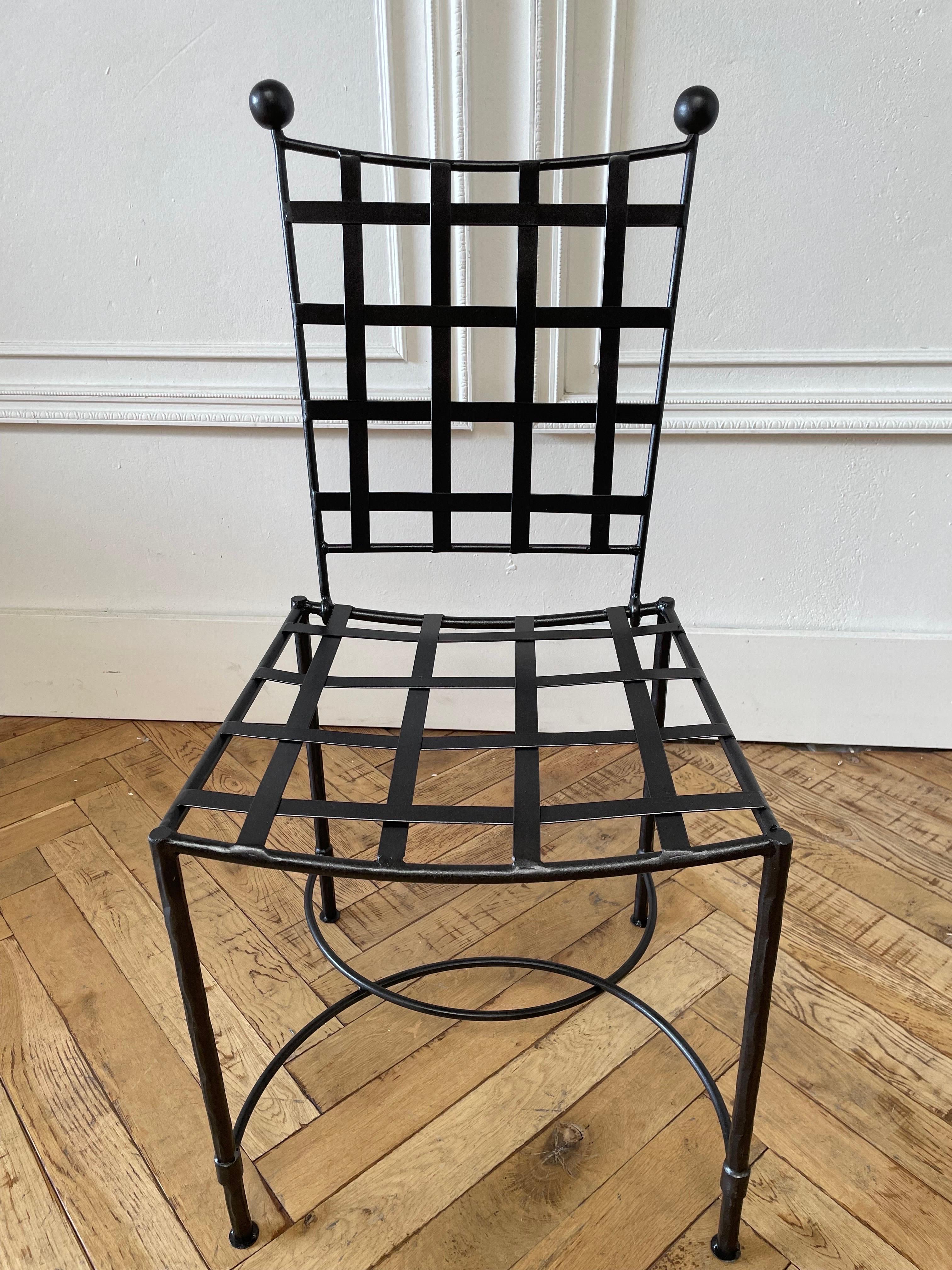 Custom Made Forged Iron European Style Dining Chair For Sale