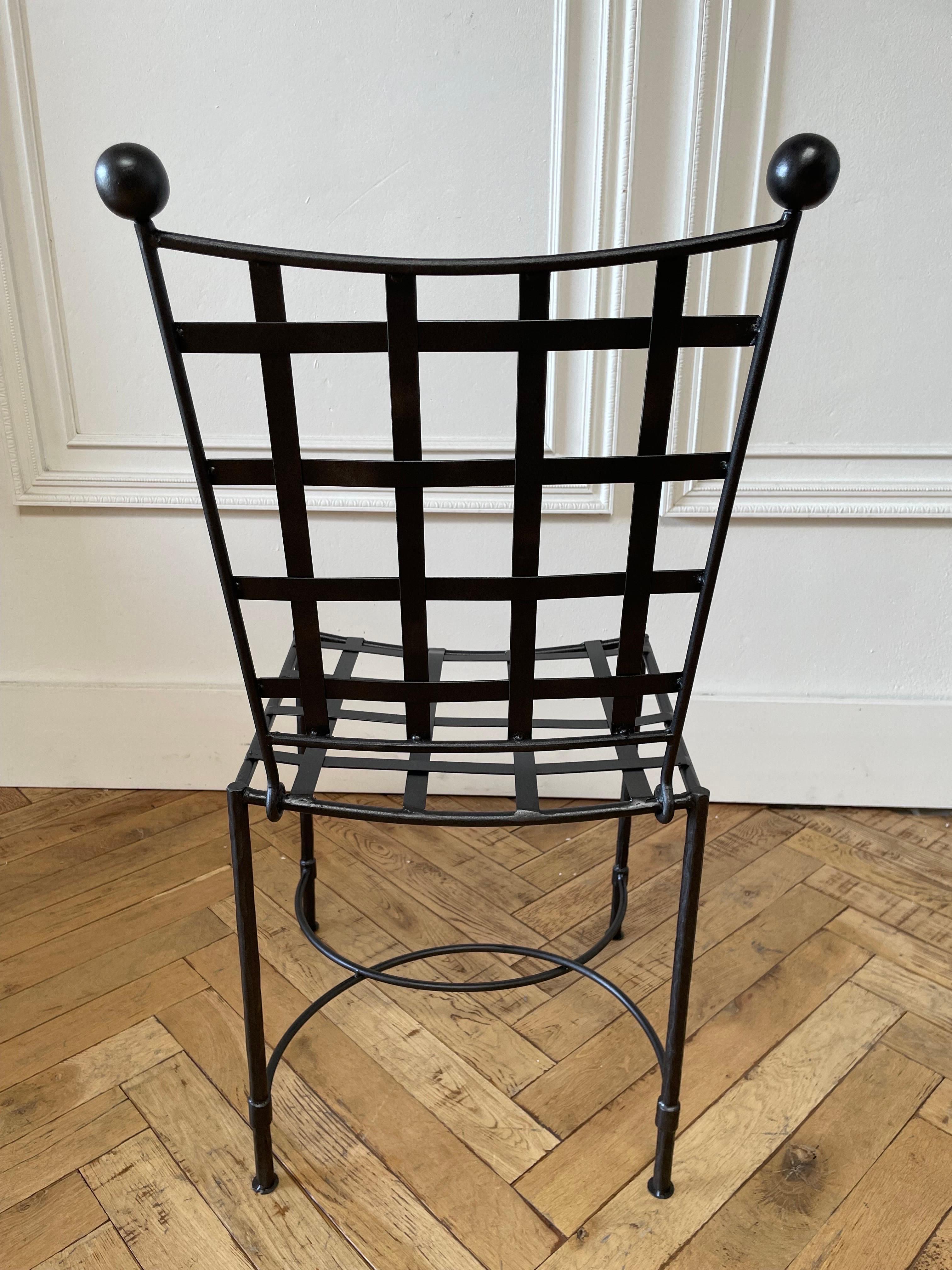 Custom Made Forged Iron European Style Dining Chair For Sale 3