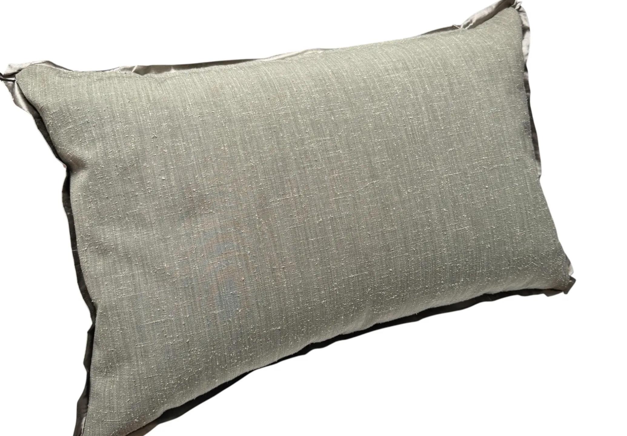 Custom Made Fortuny Fabric Designer Pillow Cushion in the Ashanti Pattern 1 of 2 In Good Condition For Sale In LOS ANGELES, CA