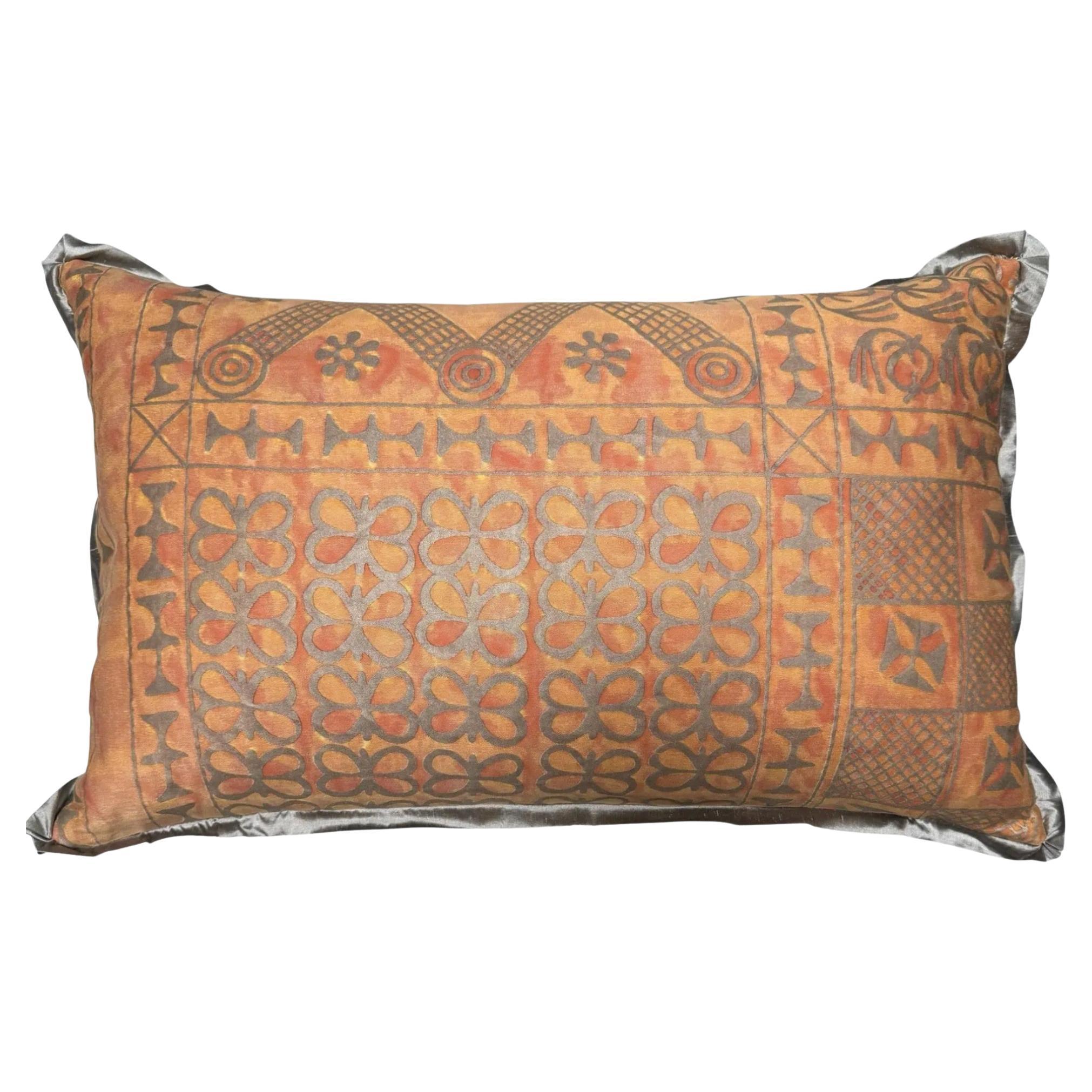 Custom Made Fortuny Fabric Designer Pillow Cushion in the Ashanti Pattern 1 of 2