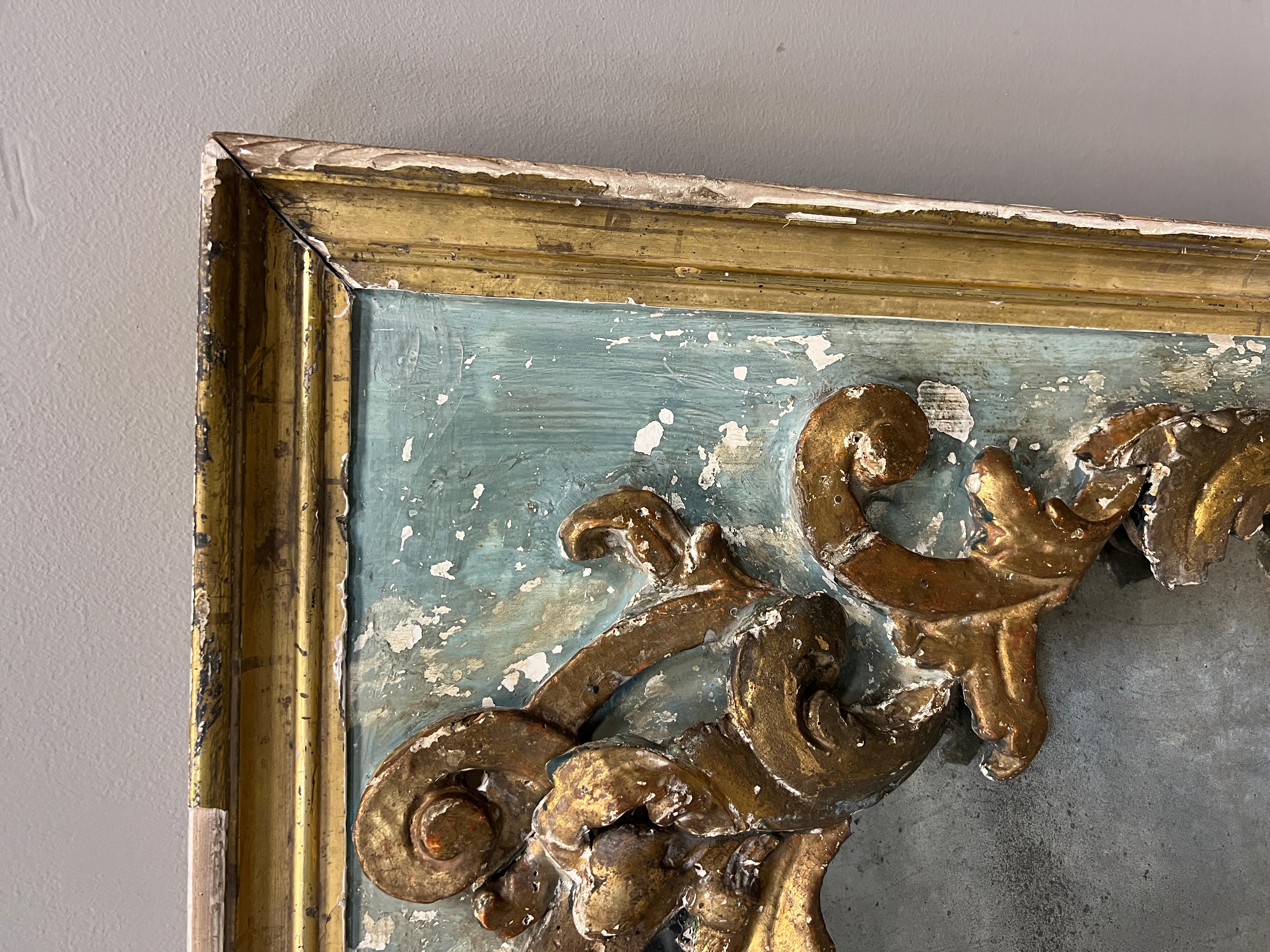 Français Miroir français peint et doré sur mesure, style rococo en vente