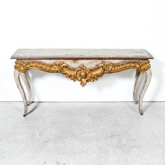 Custom Made French Louis XV Style Painted Rococo Wall Console with 18th-Century