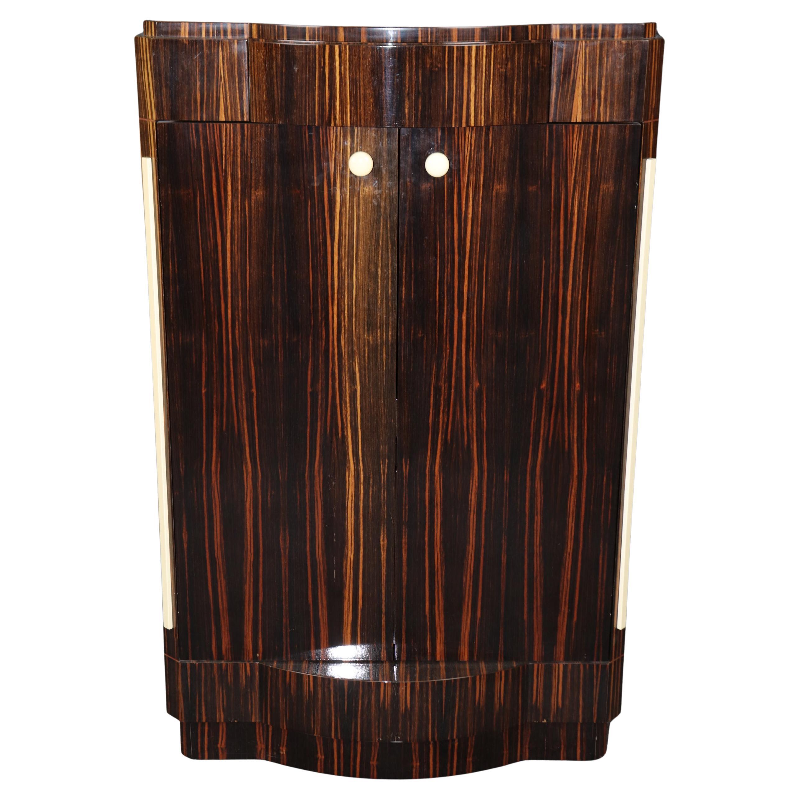 Custom-Made French Macassar Ebony Ruhlman Style Art Deco Bar or Media Cabinet