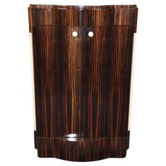 Custom-Made French Macassar Ebony Ruhlman Style Art Deco Bar or Media Cabinet