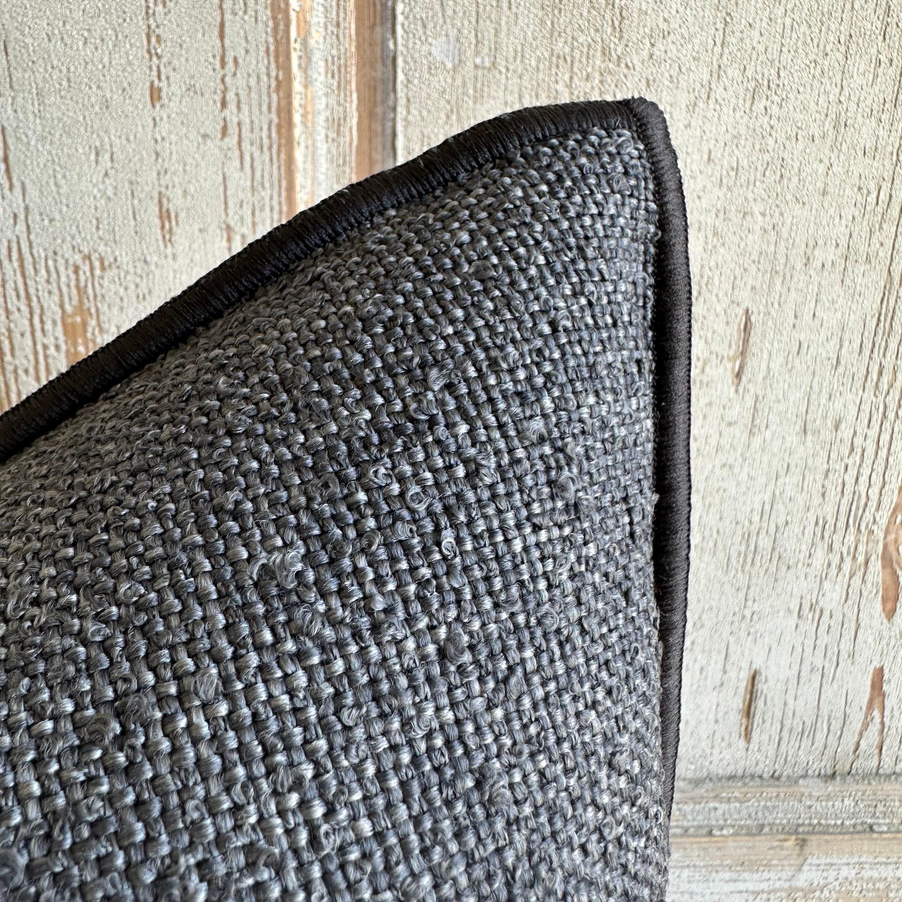  Custom Made French Outdoor Pillows in Natural Textured Outdoor Material In New Condition For Sale In Brea, CA
