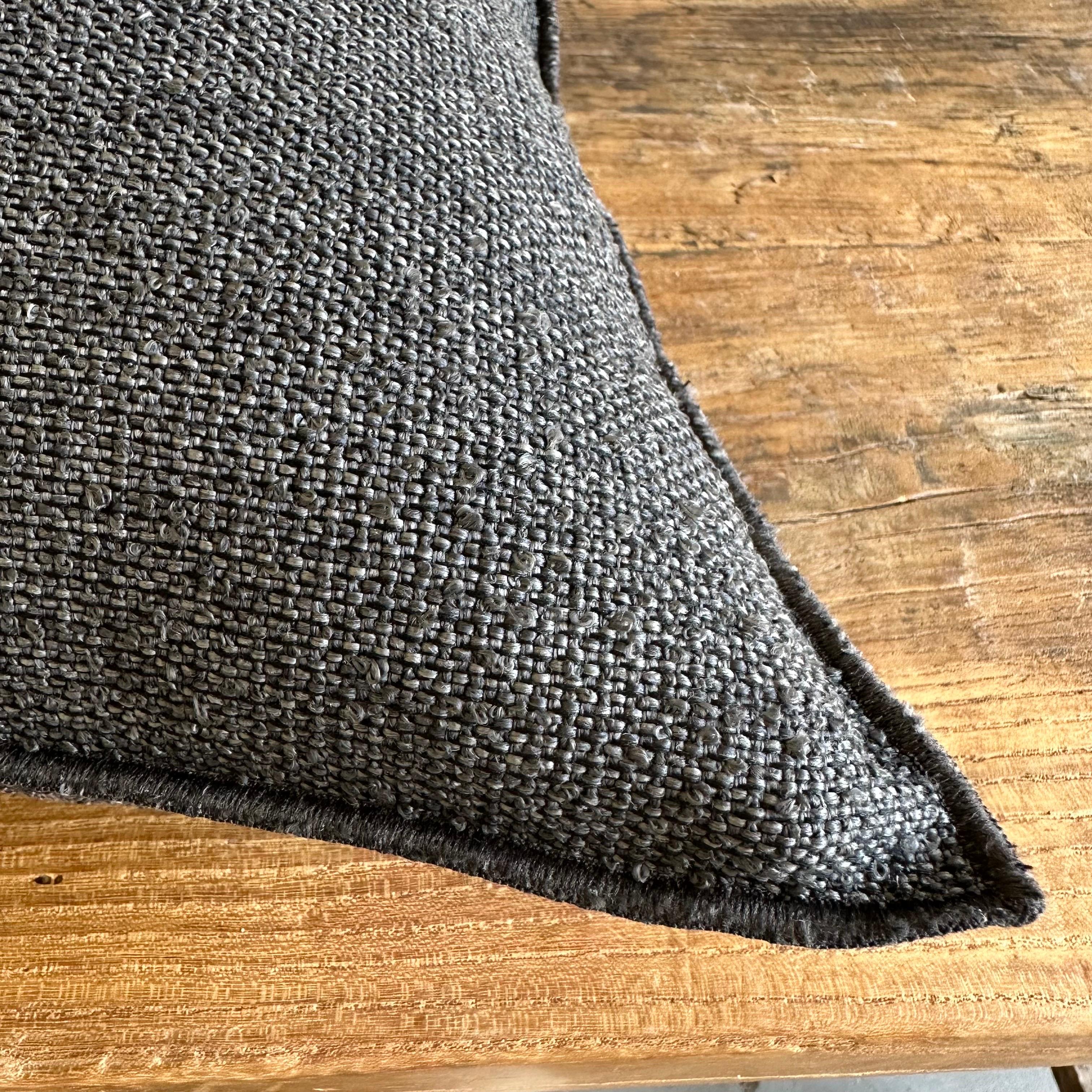 Custom Made French Outdoor Pillows in Natural Textured Outdoor Material For Sale 2