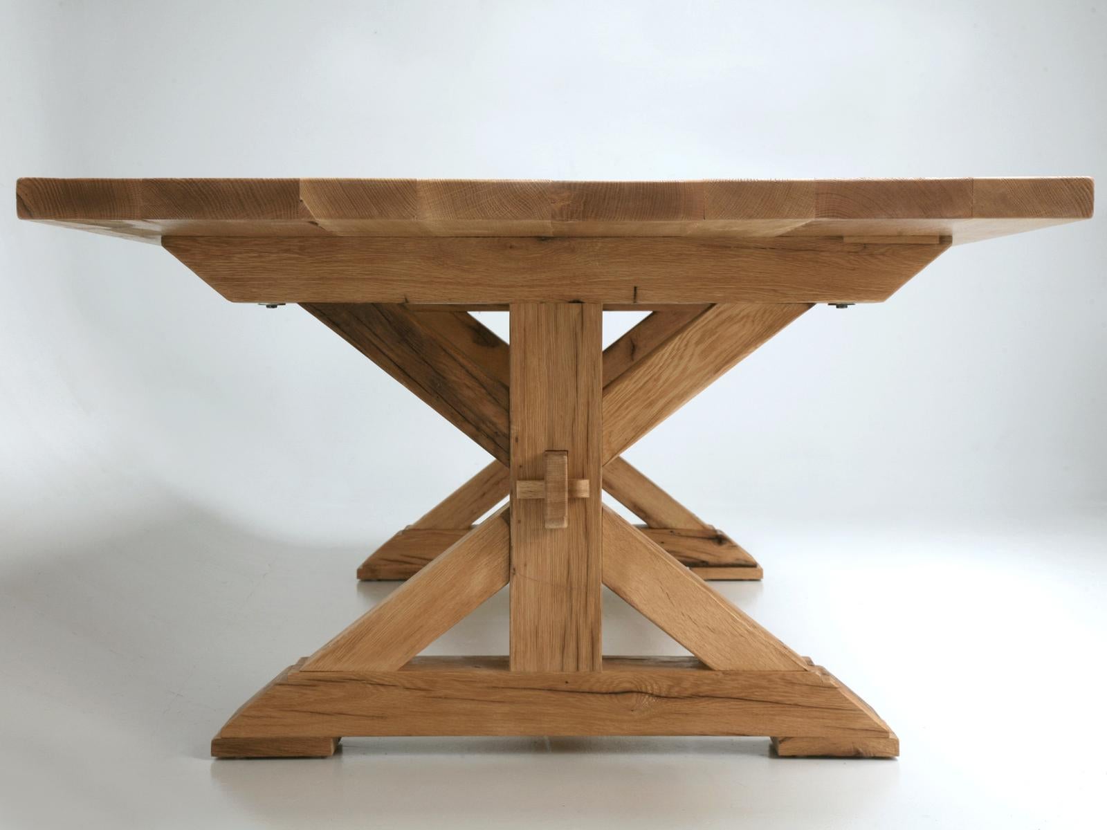 Country Custom Hand-Made French Style Farm Table from Reclaimed White Oak Any Dimension For Sale