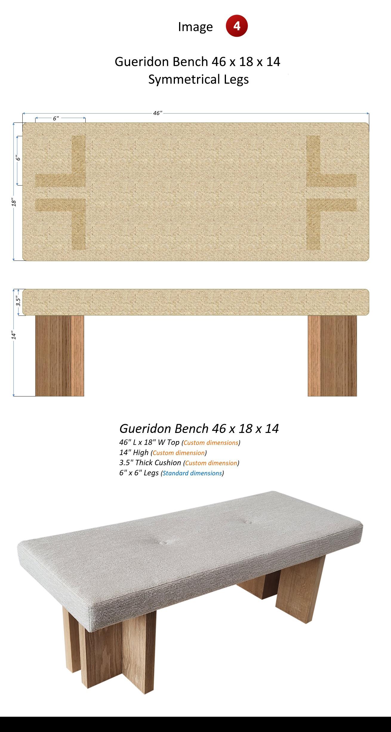 Custom made Gueridon Bench, COM Upholstery, Made in USA. For Sale 6