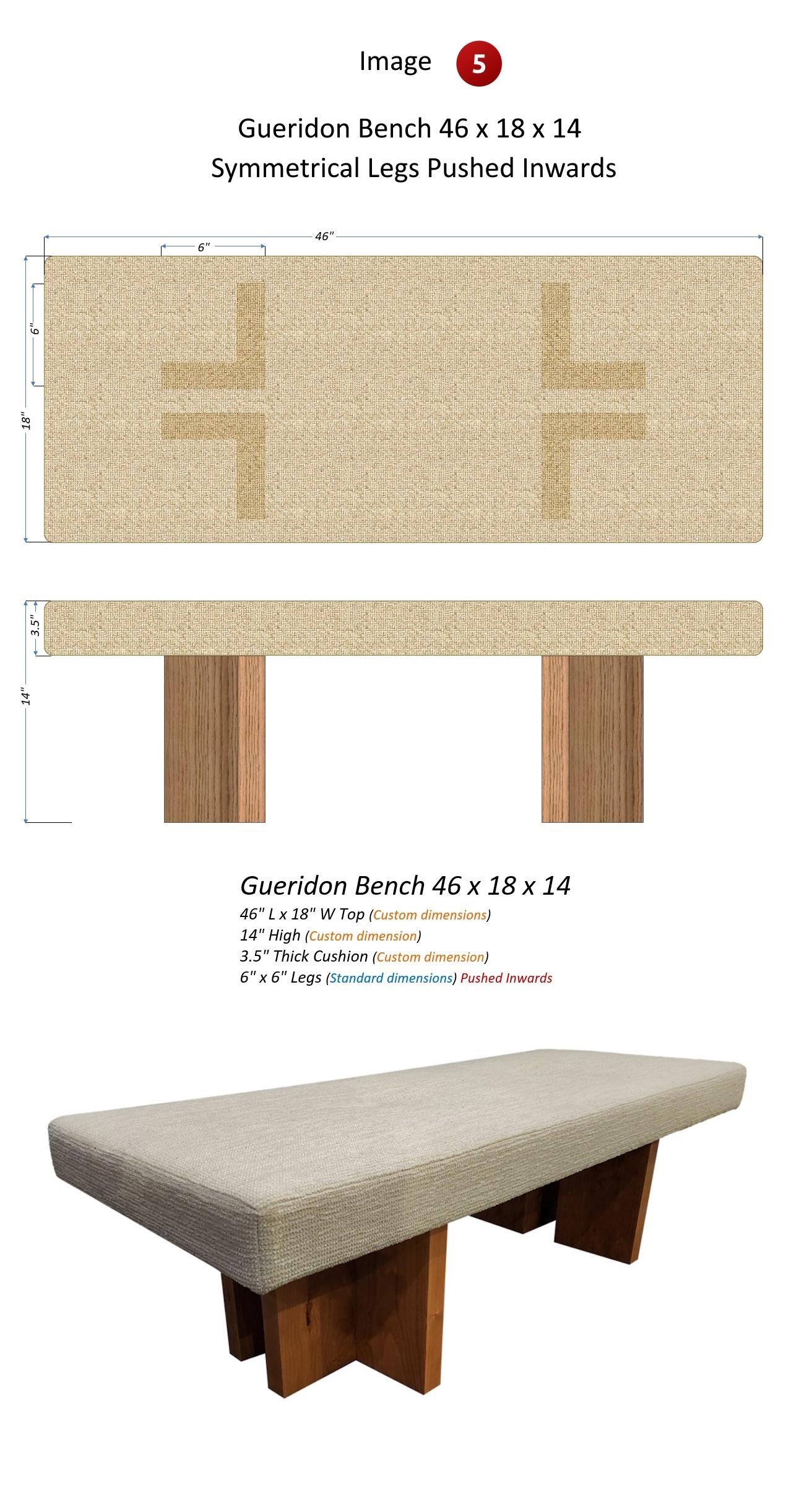 Custom made Gueridon Bench, COM Upholstery, Made in USA. For Sale 7