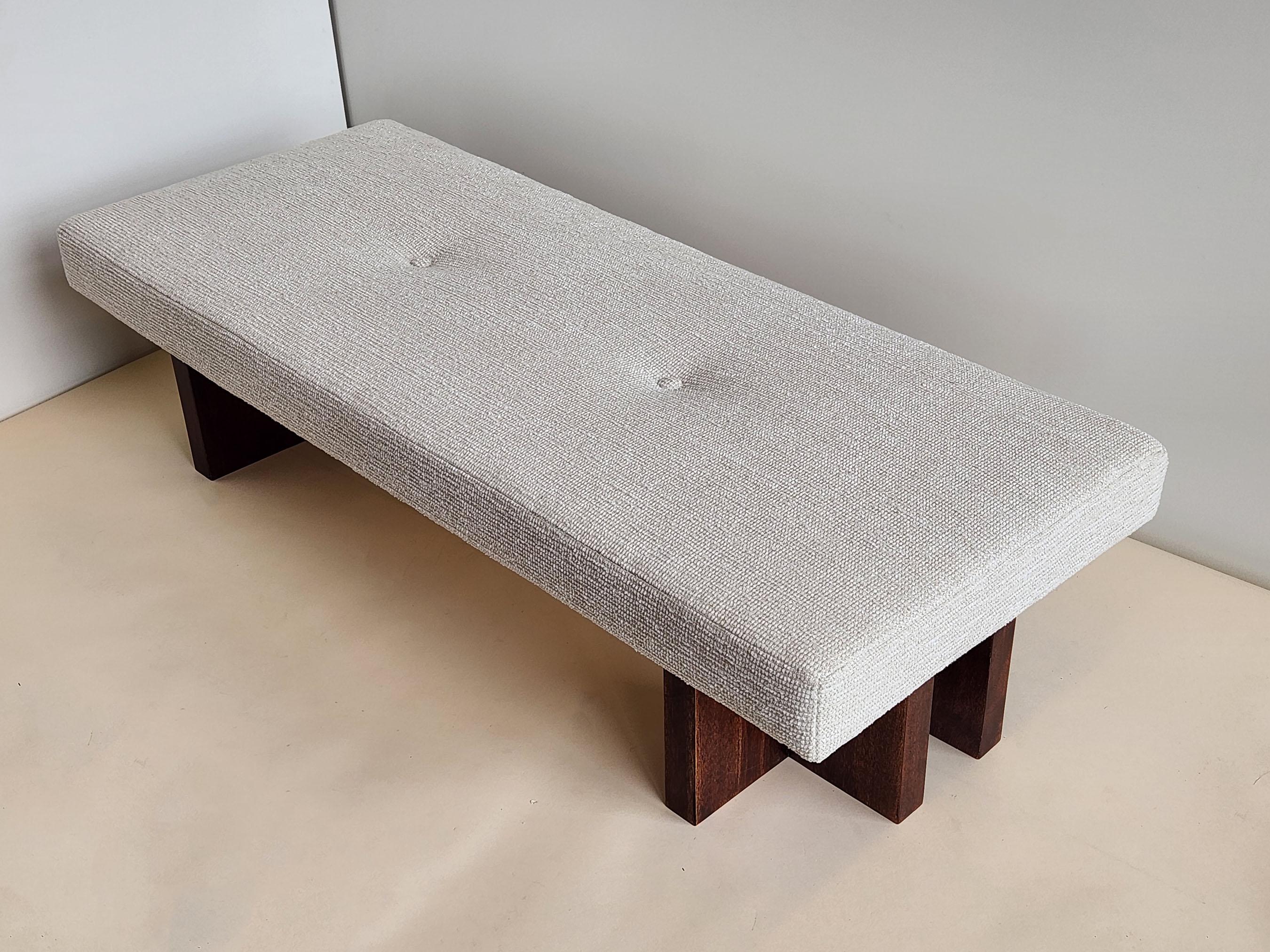 Contemporary Custom made Gueridon Bench, COM Upholstery, Made in USA. For Sale